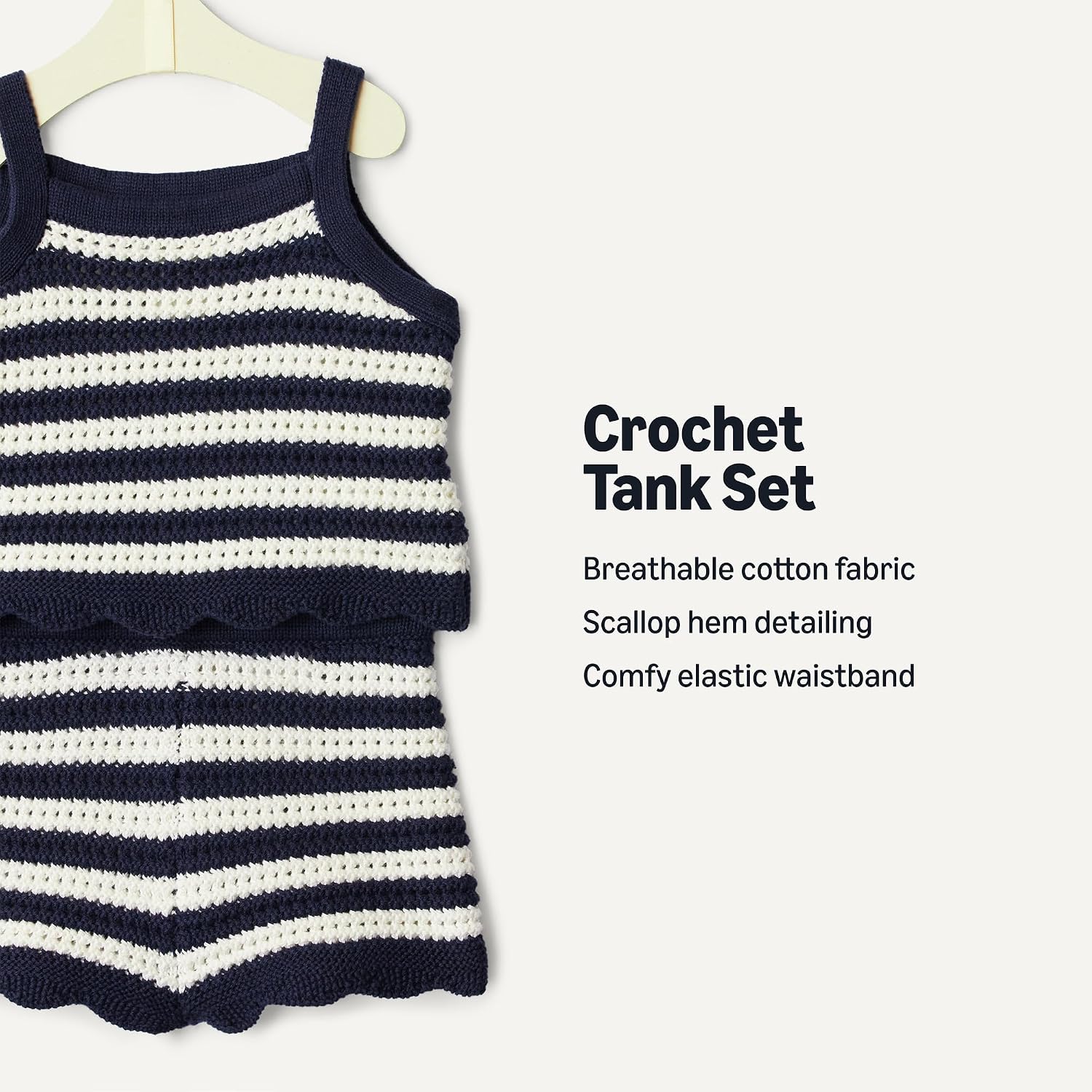 Detalle de Amazon Essentials x Sofia Grainge Mummy & Me Cotton Crochet Jumpers & Tank Sets