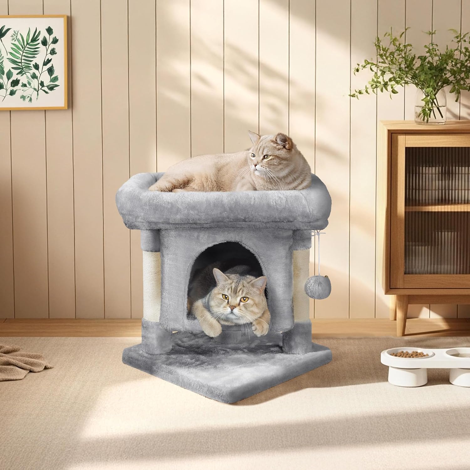 Thumbnail 1 de Yaheetech 50cm Basic Cat Tree Tower (Light Grey) with Oversized Perches, Condo & Hanging Ball