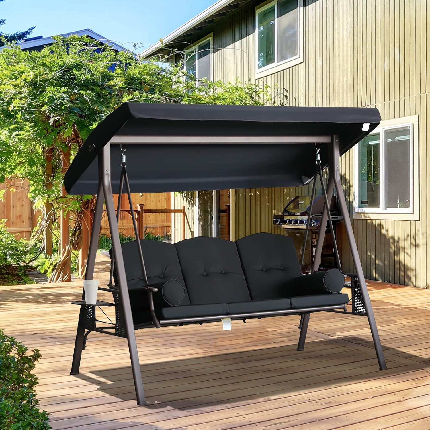 Thumbnail 1 de Outsunny Balancelle de Jardin 3 Places Grand Confort avec Toit Inclinaison et Coussins