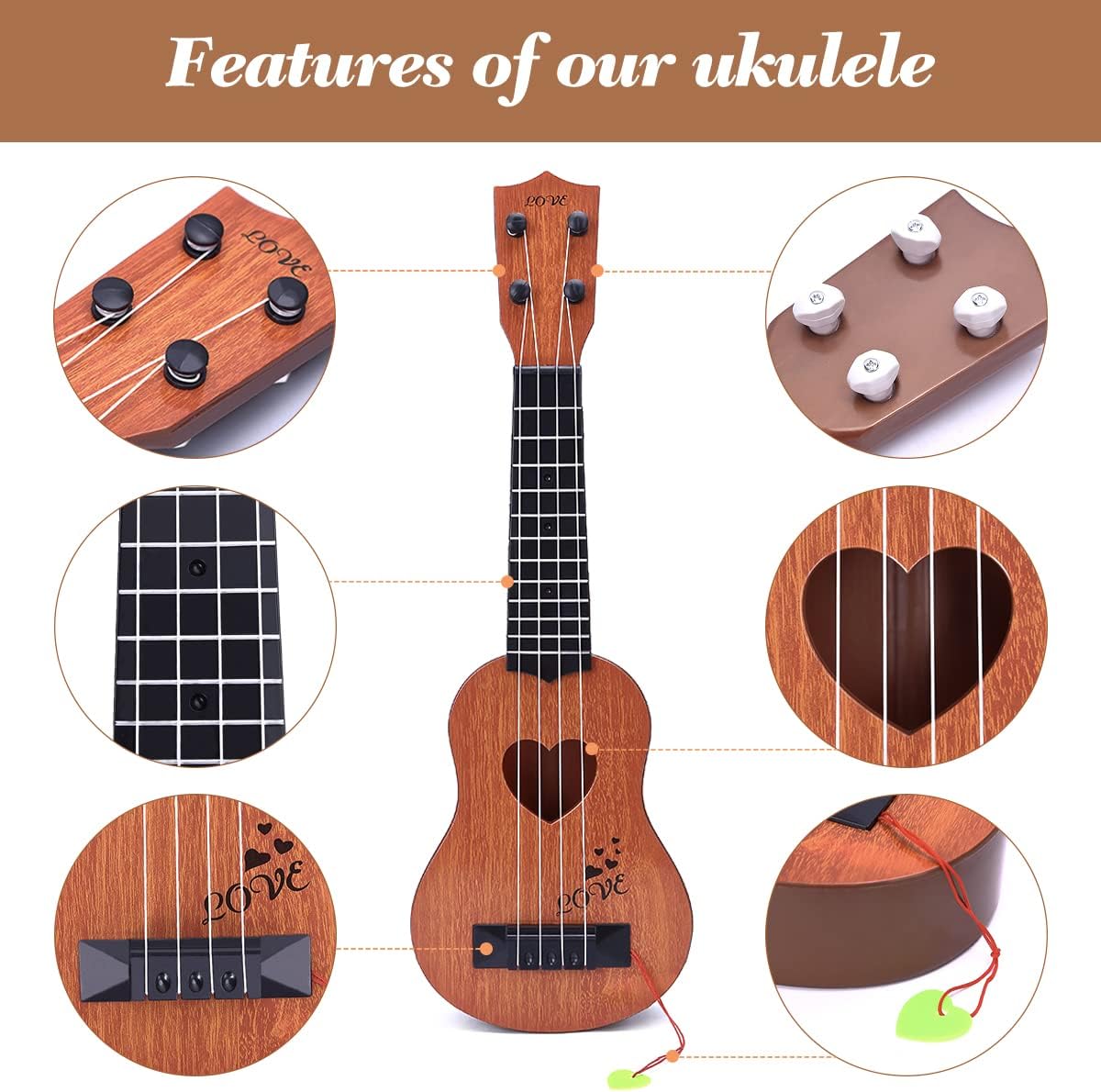 Detalle 2 de TODARRUN Kids Toy Ukulele with 4 Strings 🎸