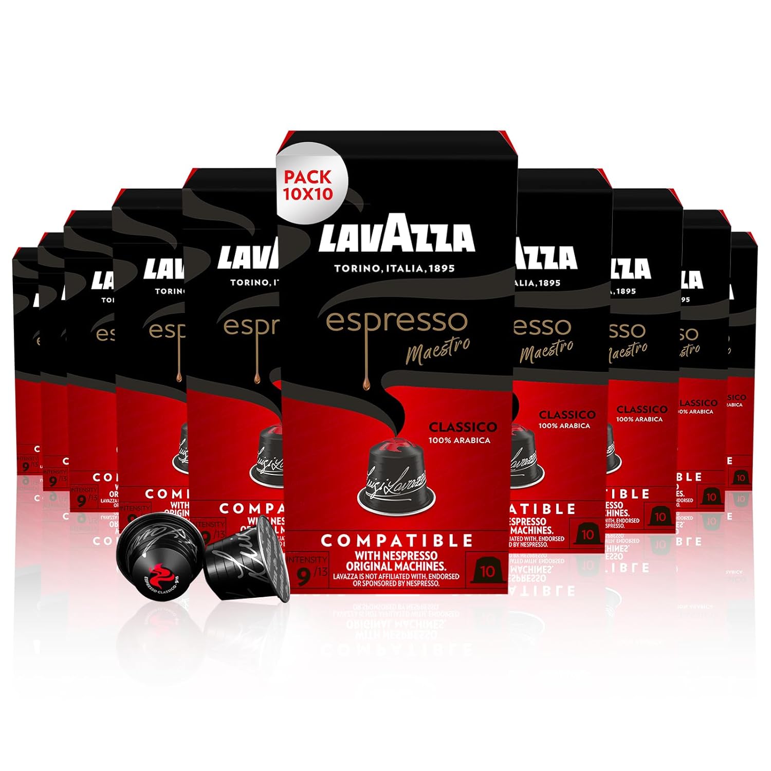 Detalle de Lavazza Espresso Maestro Classico 10 x 10 Kapseln – mittelstarke Röstung, kompatibel mit Nespresso Original-Maschinen