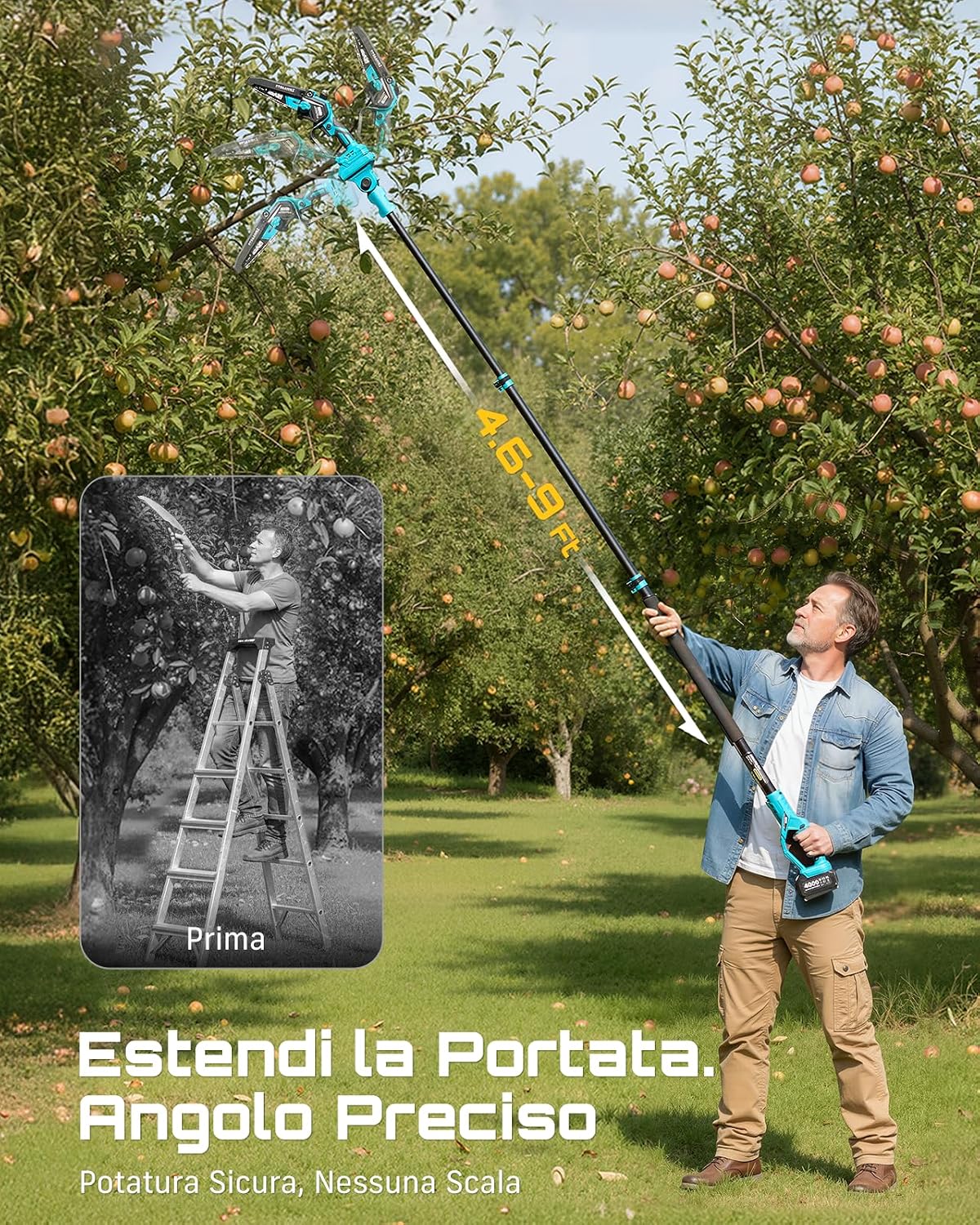 Detalle de Seesii PS810 motosega telescopica 4,87 m 🌳