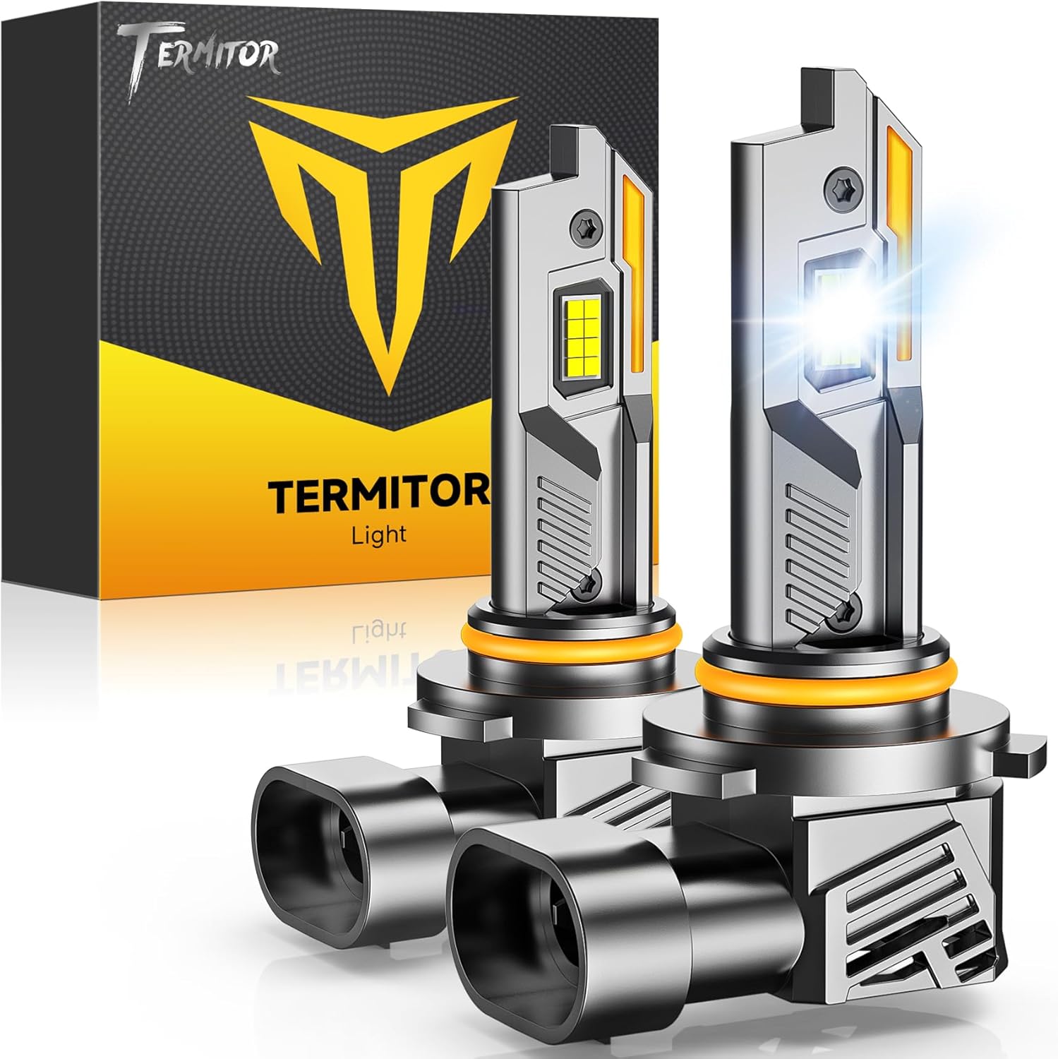 Termitor 9012/HIR2 Light Bulbs - 100,000LM, 6500K Cool White, 1:1 Mini Size with Turbo Fan (Pack of 2)