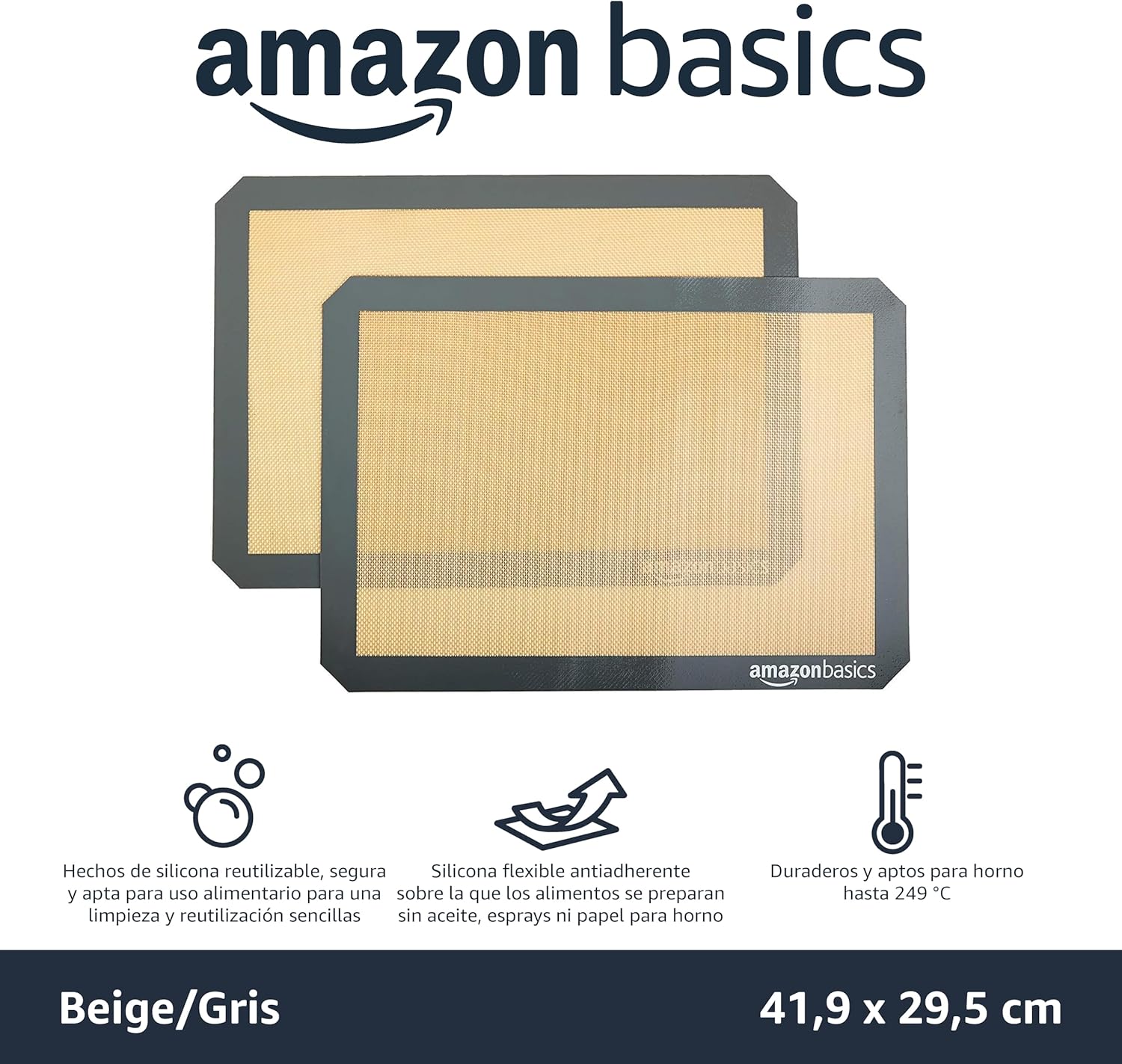 Thumbnail 1 de Amazon Basics Tapete de Silicona para Hornear, Juego de 2 🍪