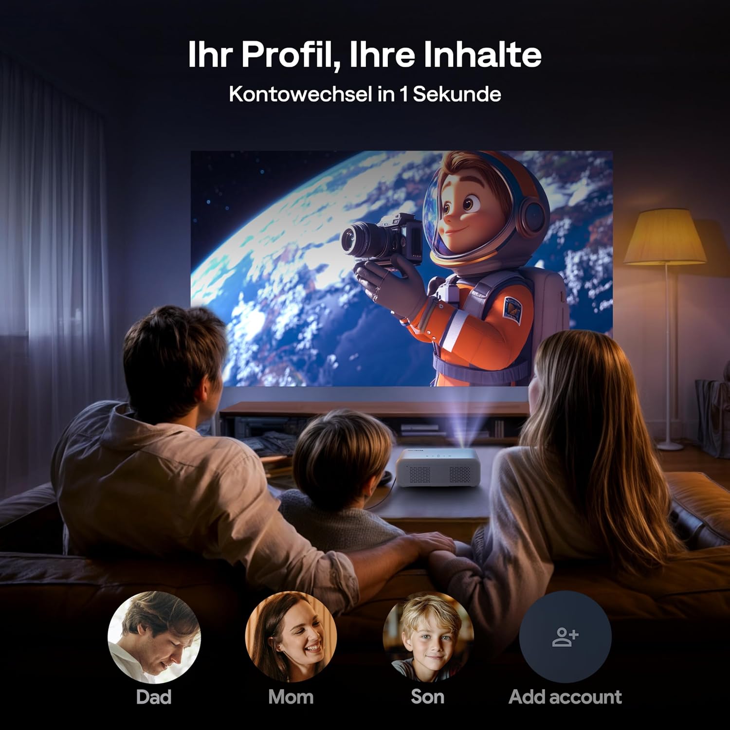 Detalle de Aurzen Eazze D1G Beamer 1080p mit Google TV