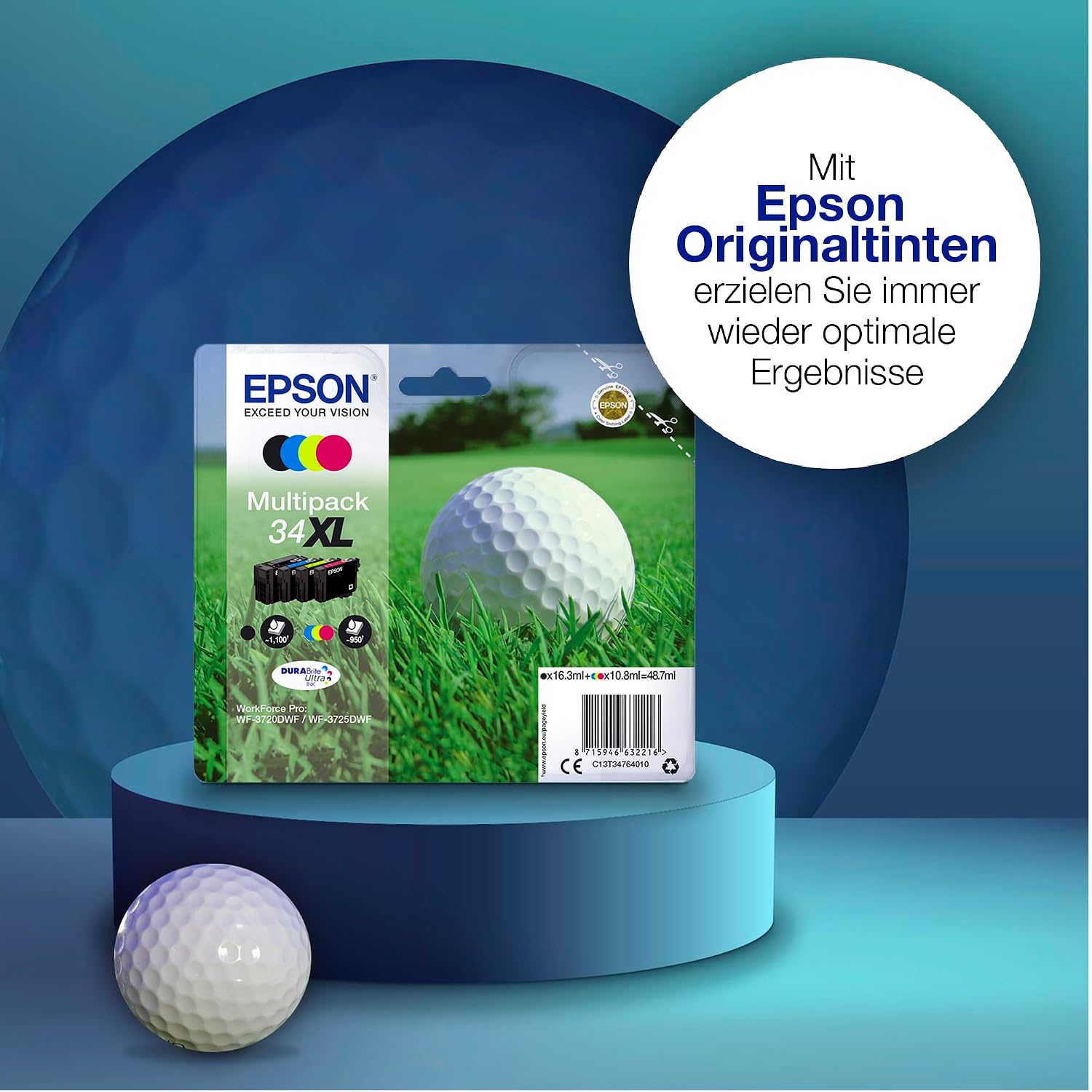 Thumbnail 2 de Epson 34 Golfball Genuine Multipack: Four-Colour DURABrite Ultra Ink Cartridges (Eco-Friendly Packaging)