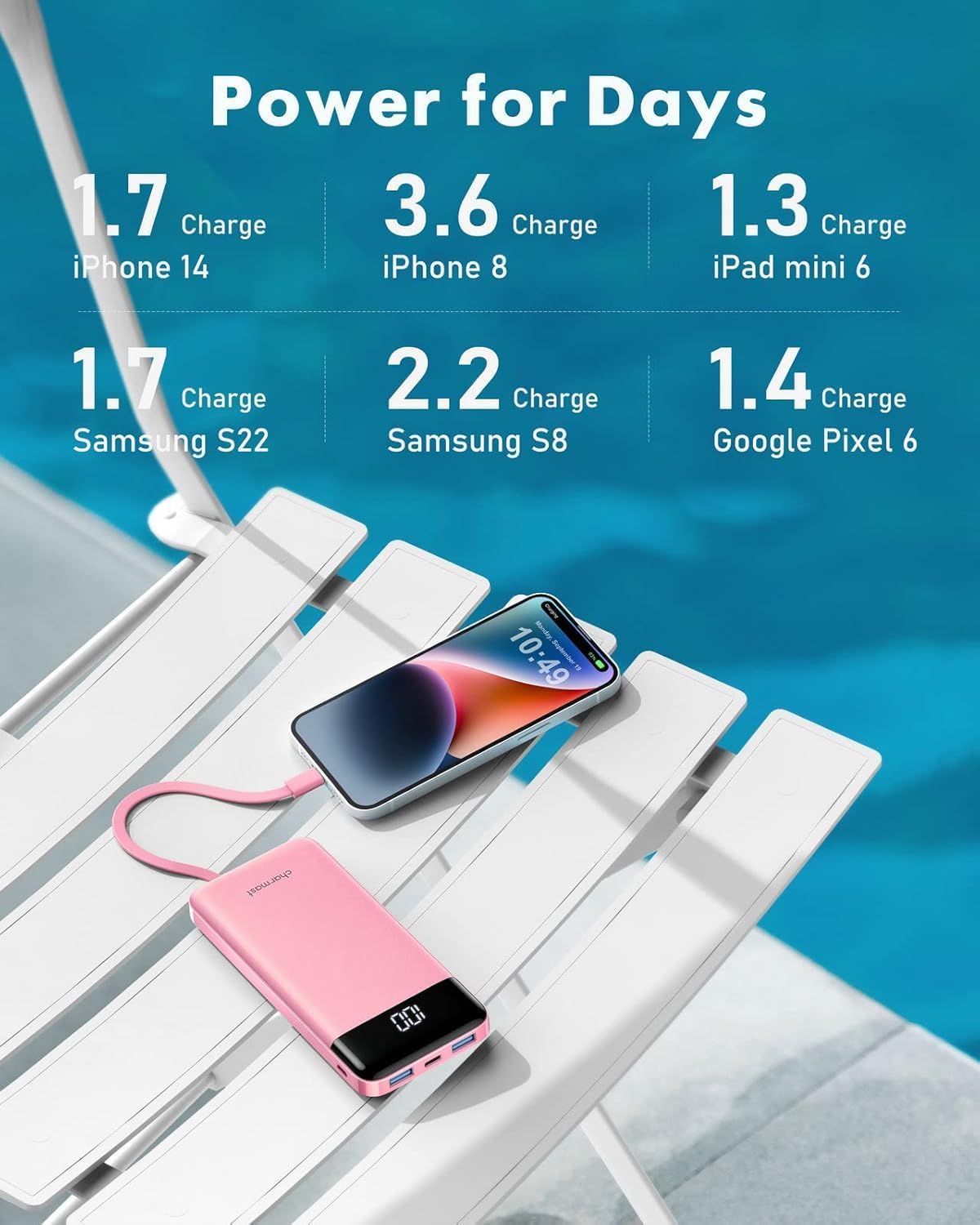 Thumbnail 4 de Charmast Power Bank with Built in Cables X 4: a practical all-in-one portable charger