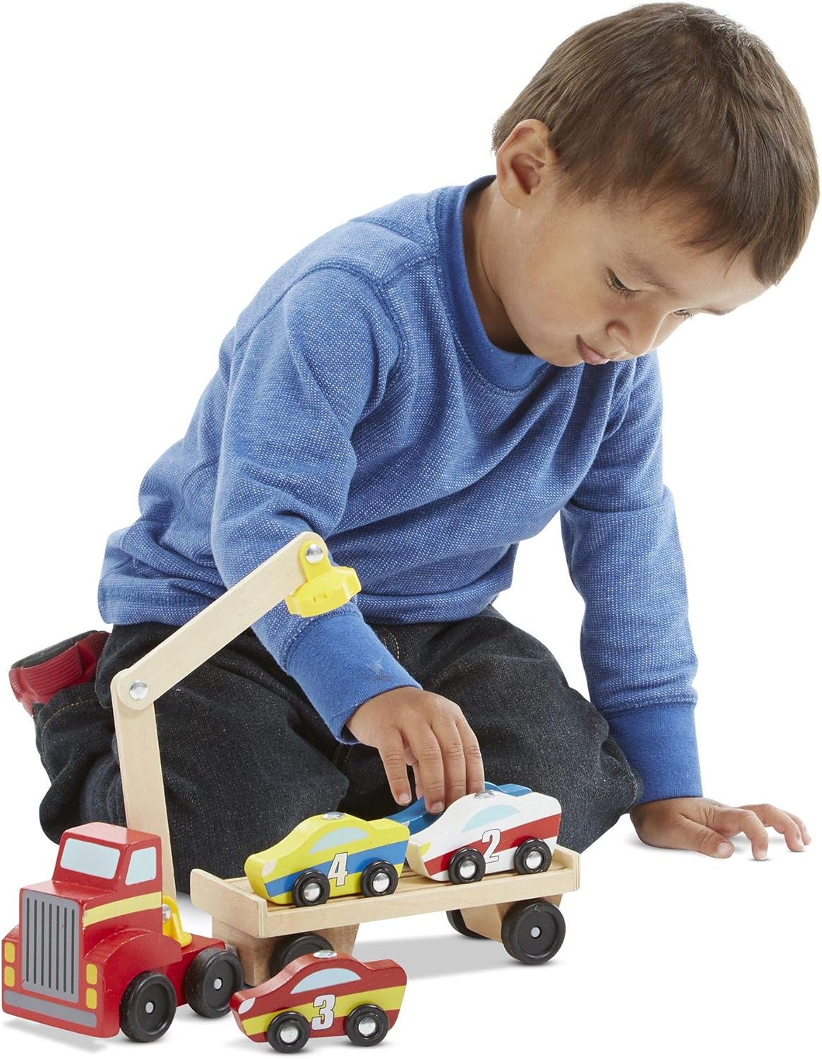 Detalle de Melissa & Doug Carro Attrezzi Magnetico in Legno – Veicoli Giocattolo Colorati per Bambini 3+ Anni