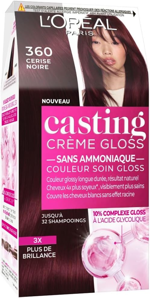 Detalle de L’Oréal Paris Casting Crème Gloss 360 Cerise Noire (3.60) – Coloration semi-permanente sans ammoniaque