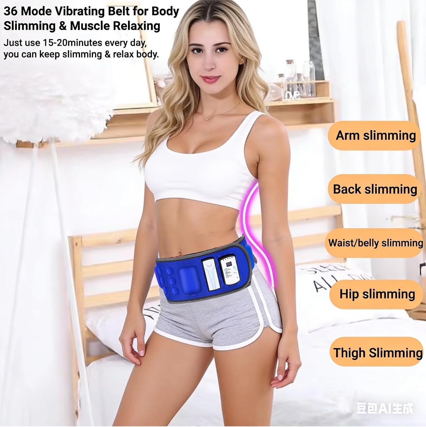 Detalle de Warmforwel X8 Slimming Belt with 36 Vibration Modes and 120 cm Adjustable Wrap