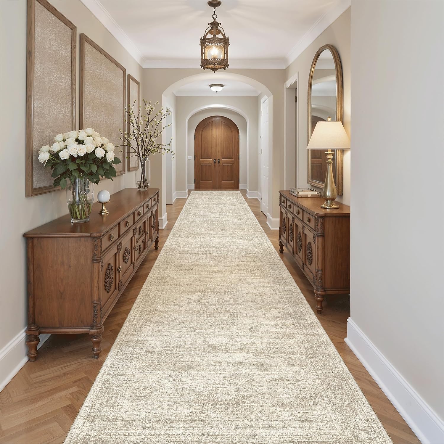 Detalle de Soalmost 3' x 18' Washable Runner Rug with Low Pile and Non-Slip TPR Backing