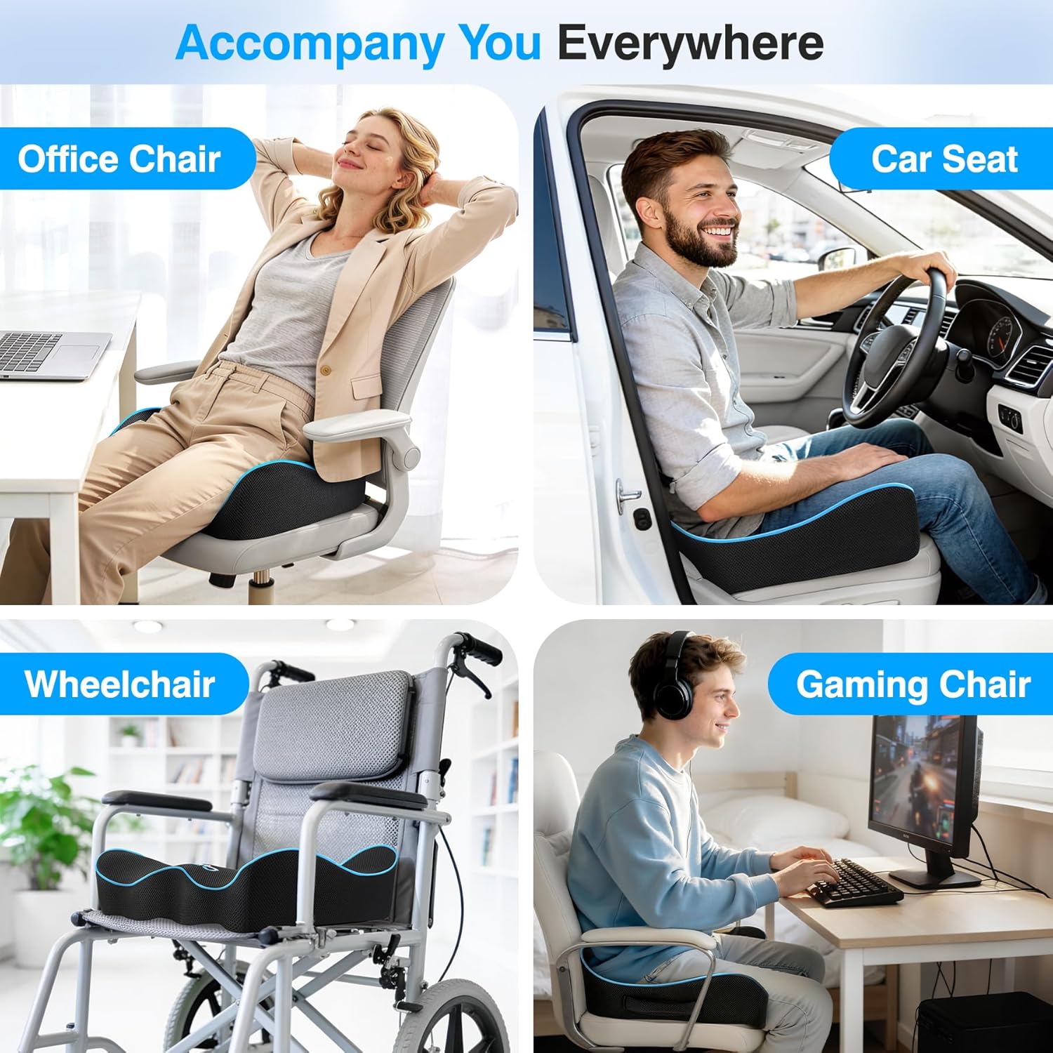 Thumbnail 6 de Ophy Memory Foam Seat Cushion: Premium U-Shaped Chair Support for Office, Gaming, and Car