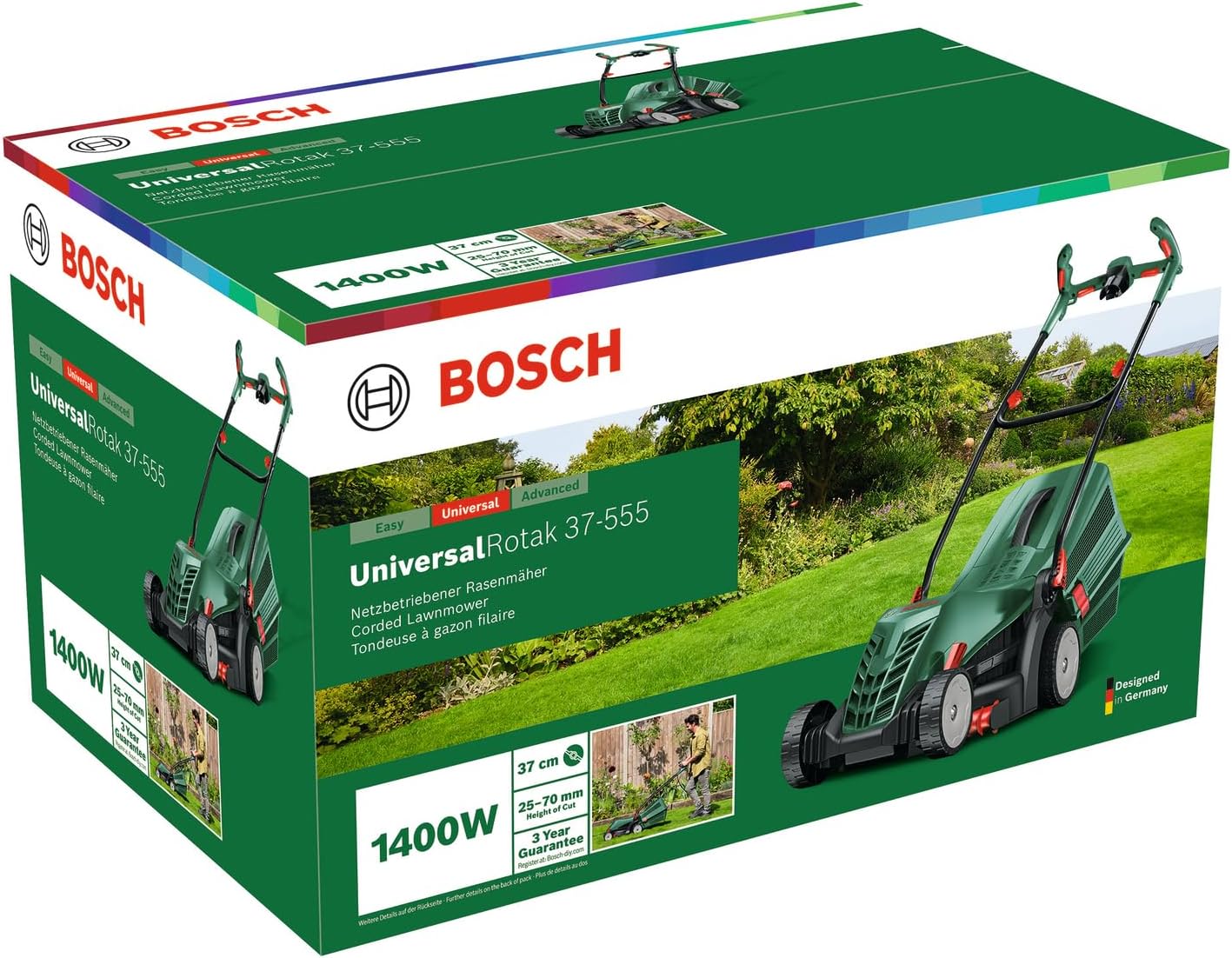 Thumbnail 5 de Bosch UniversalRotak 37-555 : tondeuse à gazon filaire 1 400 W, 37 cm, bac 40 L