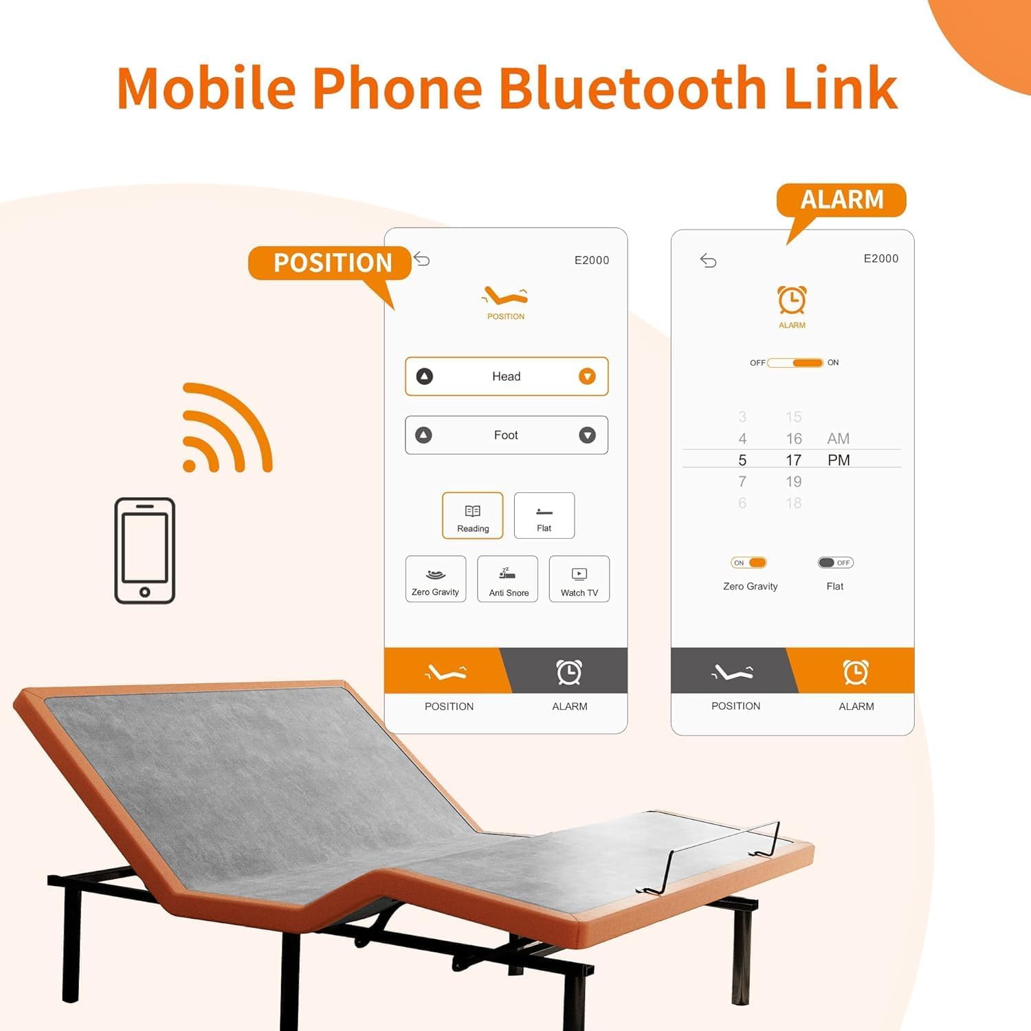 Detalle 2 de ESHINE EE-3000PT Twin XL Adjustable Bed Frame with Massage and Wireless Remote