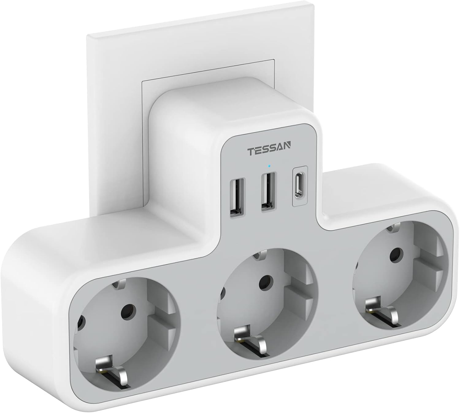 Thumbnail 6 de TESSAN 6 en 1 Multiprise Murale USB-C, 3 Prises AC et 3 Ports USB – 3600W, design en T
