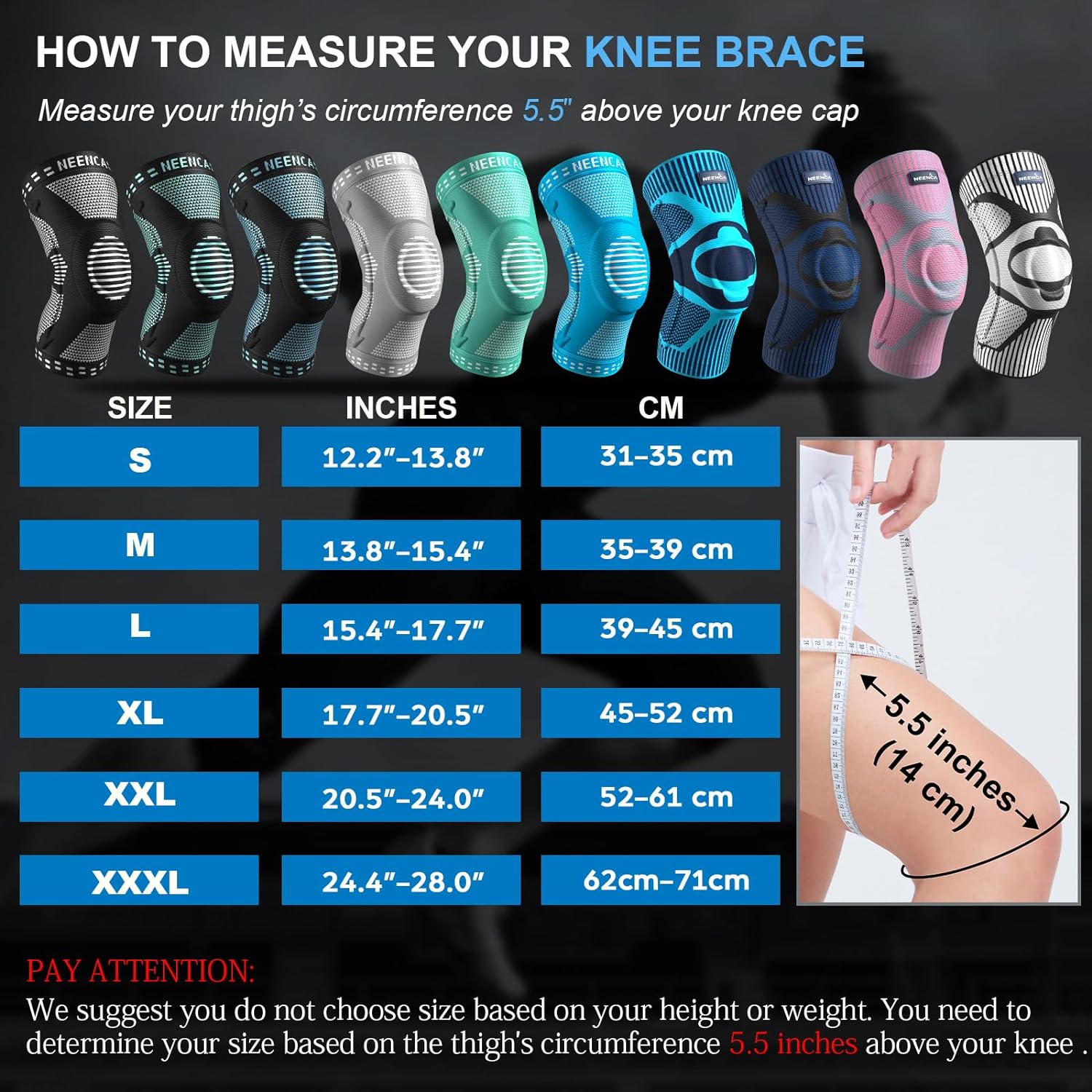 Thumbnail 4 de NEENCA 2 Pack Knee Braces with Patella Gel Pad and Side Stabilizers