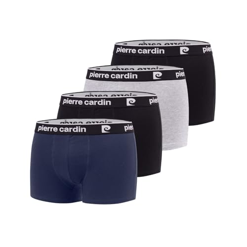 Detalle de Pierre Cardin Underwear Boxer Homme Coton – Lot de 4, Natural et hypoallergénique (T. L) en Gris/Bleu/Noir