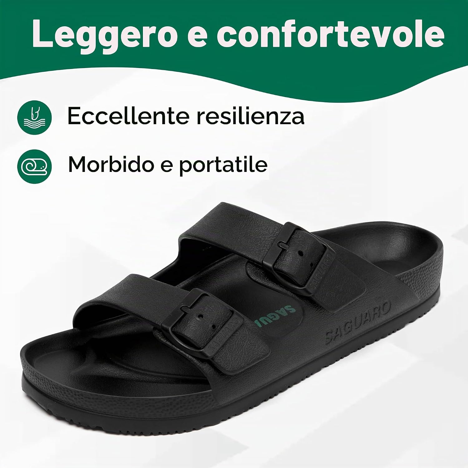Detalle de SAGUARO Eva Ciabatte Uomo Donna Pantofole Antiscivolo EVA Nero 43 EU