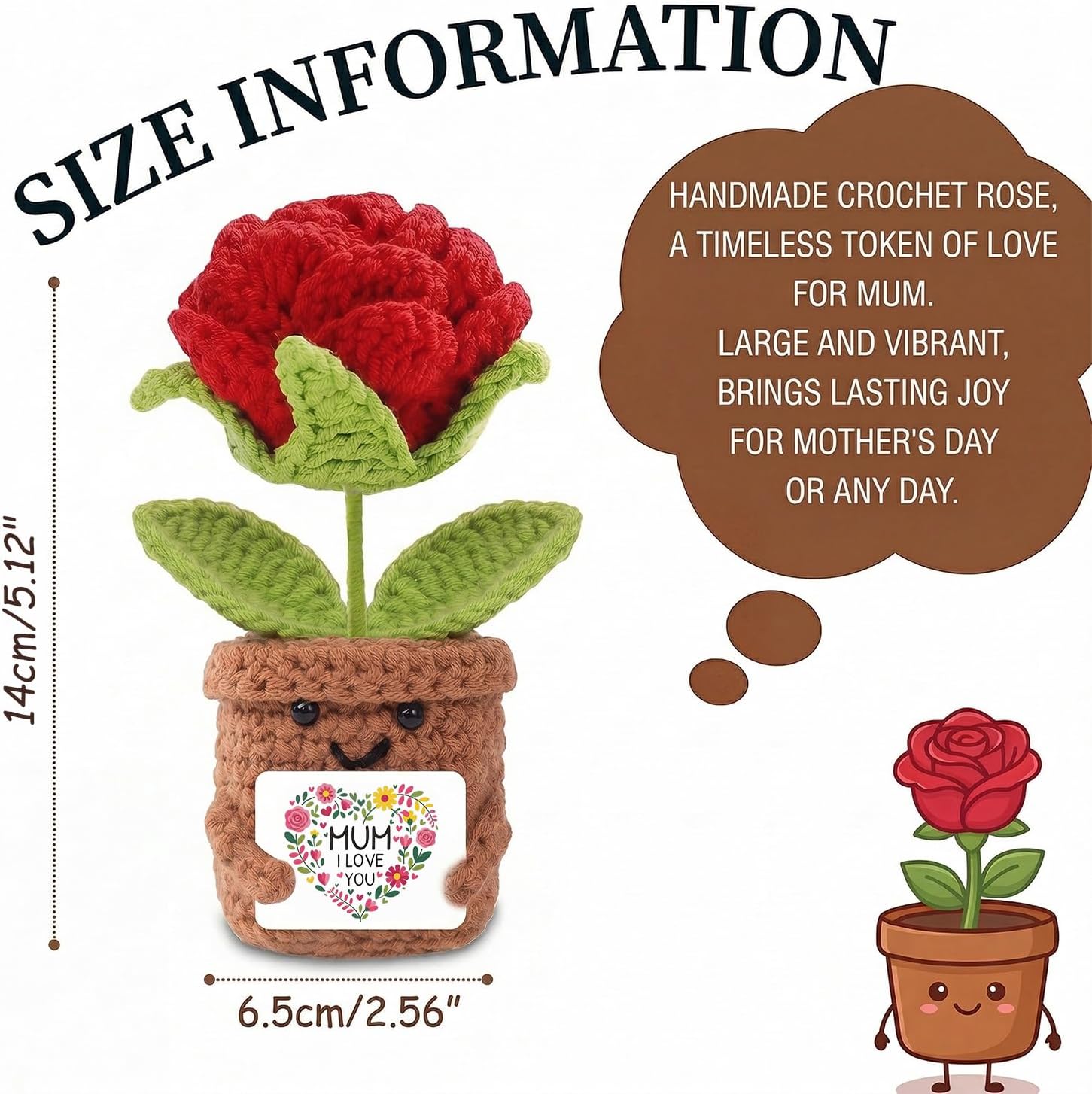 Detalle de Mothers Day Gift for Mum: Handmade Positive Roses Doll Crochet with Card