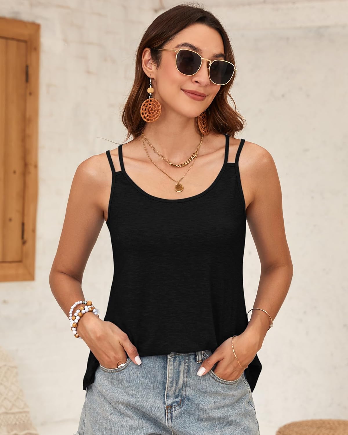 Thumbnail 3 de PLOKNRD Débardeur Femme Été Gilet à Bretelles Spaghetti Chic et Élégant sans Manche – Col Rond