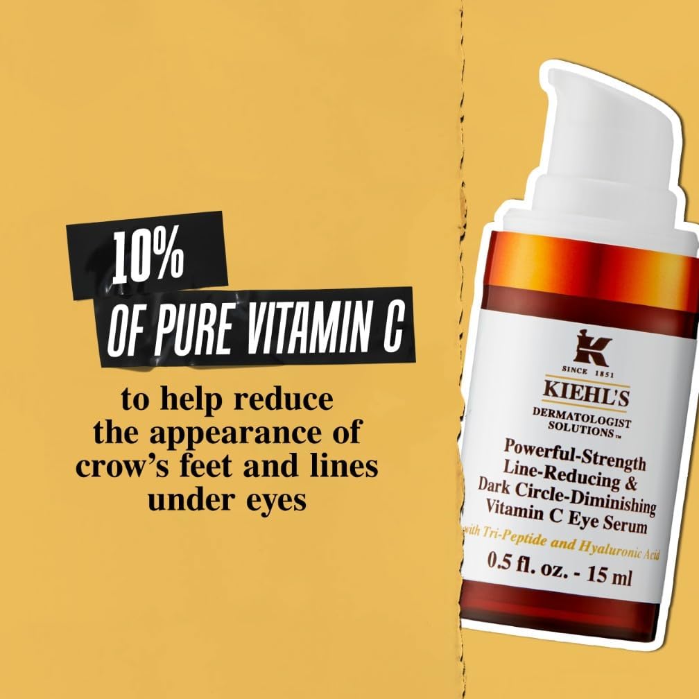 Detalle de Kiehl’s Powerful-Strength Vitamin C Eye Serum (10% Pure Vitamin C) with Hyaluronic Acid & Tri-Peptide, 15ml