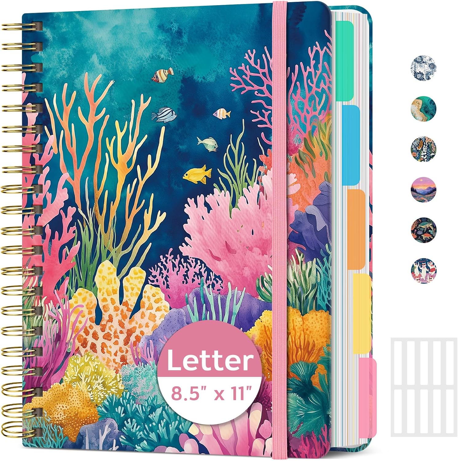Detalle de ZOTIA 5-Subject Spiral Notebook, 8.5 x 11, 280 Pages, Coral Garden