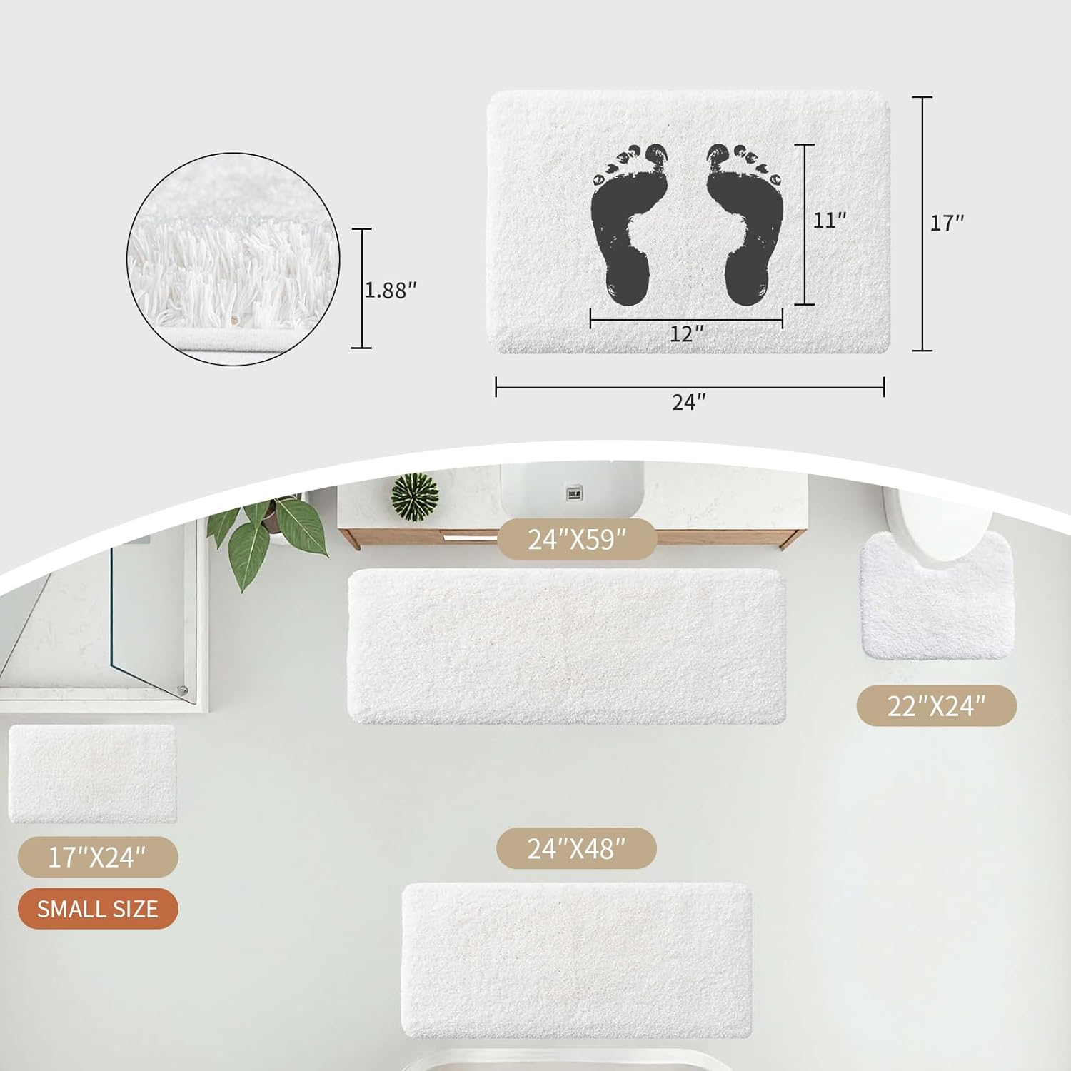 Thumbnail 2 de Disolla 17x24 Inch Non-Slip Bath Rug