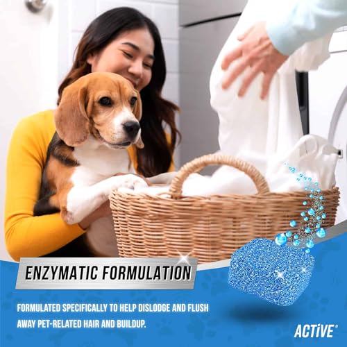 Detalle de ACTIVE Pet Owner Enzymatic Washing Machine Cleaner (24 Tablets) — 5-in-1 Deep Clean for Cat & Dog Hair, Odor, and Residue