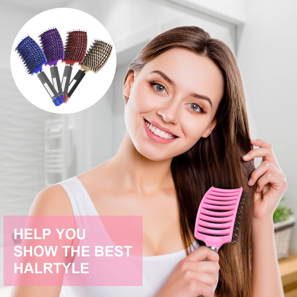 Thumbnail 6 de URAQT Spazzola per Capelli Curva con setole di Cinghiale – Strumento versatile per ricci e lisci