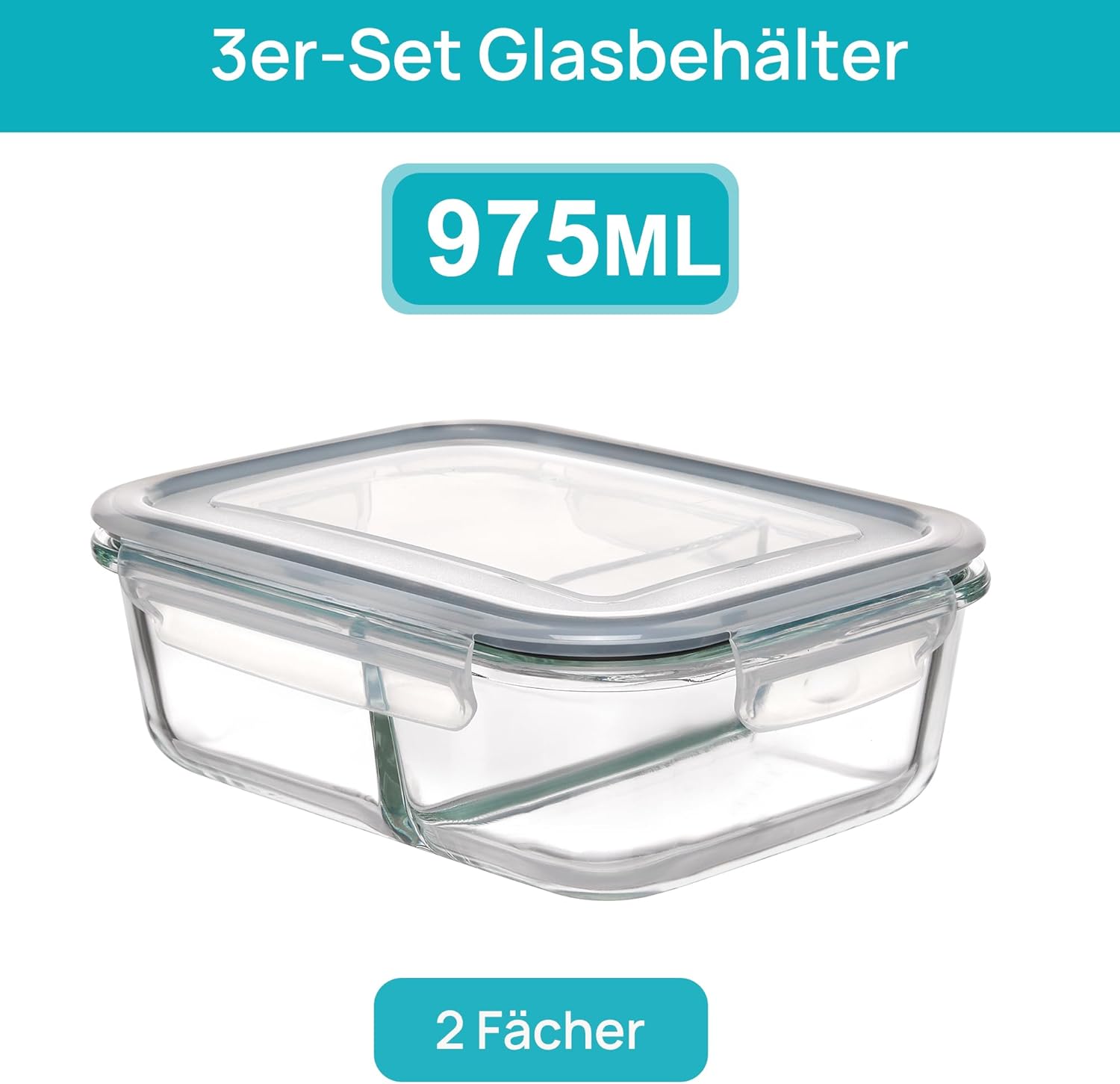 Detalle 2 de Vtopmart 5Pack 975ml GlasbehĂ€lter Meal Prep đ±