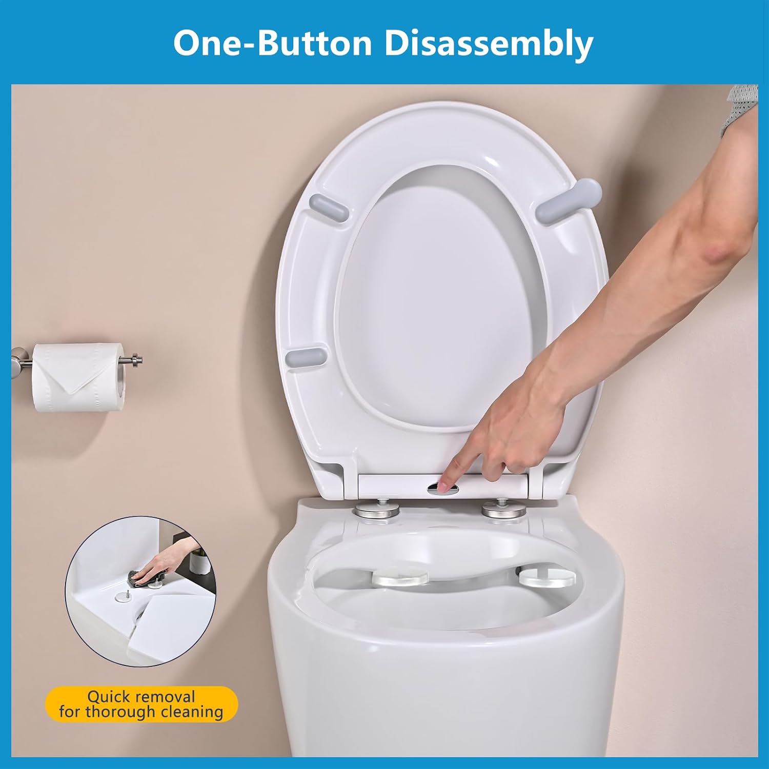 Thumbnail 6 de YEAUPE PRO Toilettendeckel mit Absenkautomatik, UV-beständiger WC-Sitz und Quick-Release (Urea-Duroplast, Weiß)