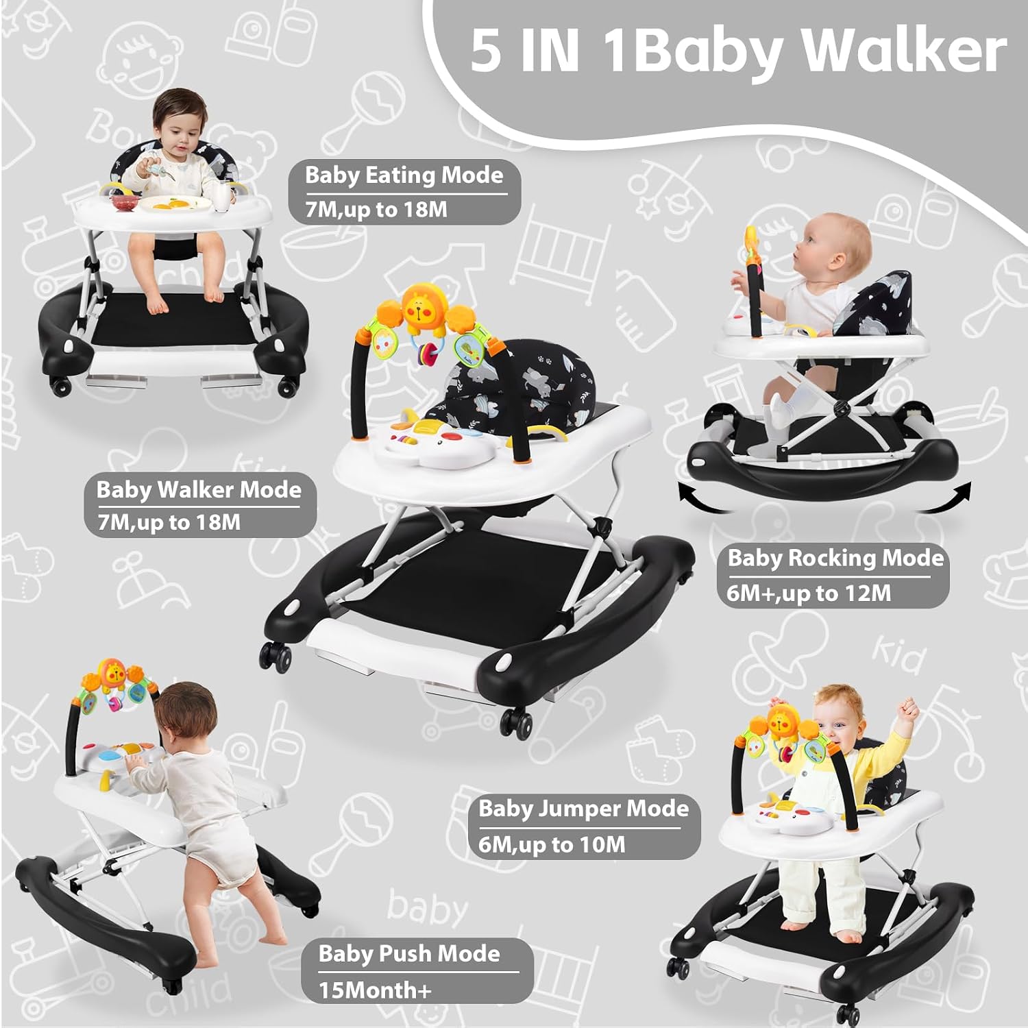 Thumbnail 1 de RefoereBabe 5-in-1 Baby Walker: Versatile Activity Walker for 6-18 Months