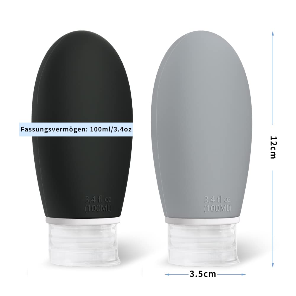 Detalle de Opret 100 ml Silikon Reiseflaschen Set, 3 Stück – Auslaufsicher, BPA-frei, TSA-geprüft