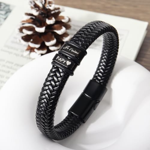 Thumbnail 4 de Bracelet Merclix Papy – Bracelet cuir 21 cm avec coffret cadeau et carte de vœux