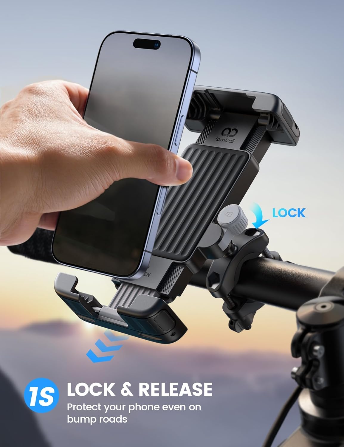 Detalle 2 de Lamicall Bike Motorcycle Phone Mount 1s Quick Lock