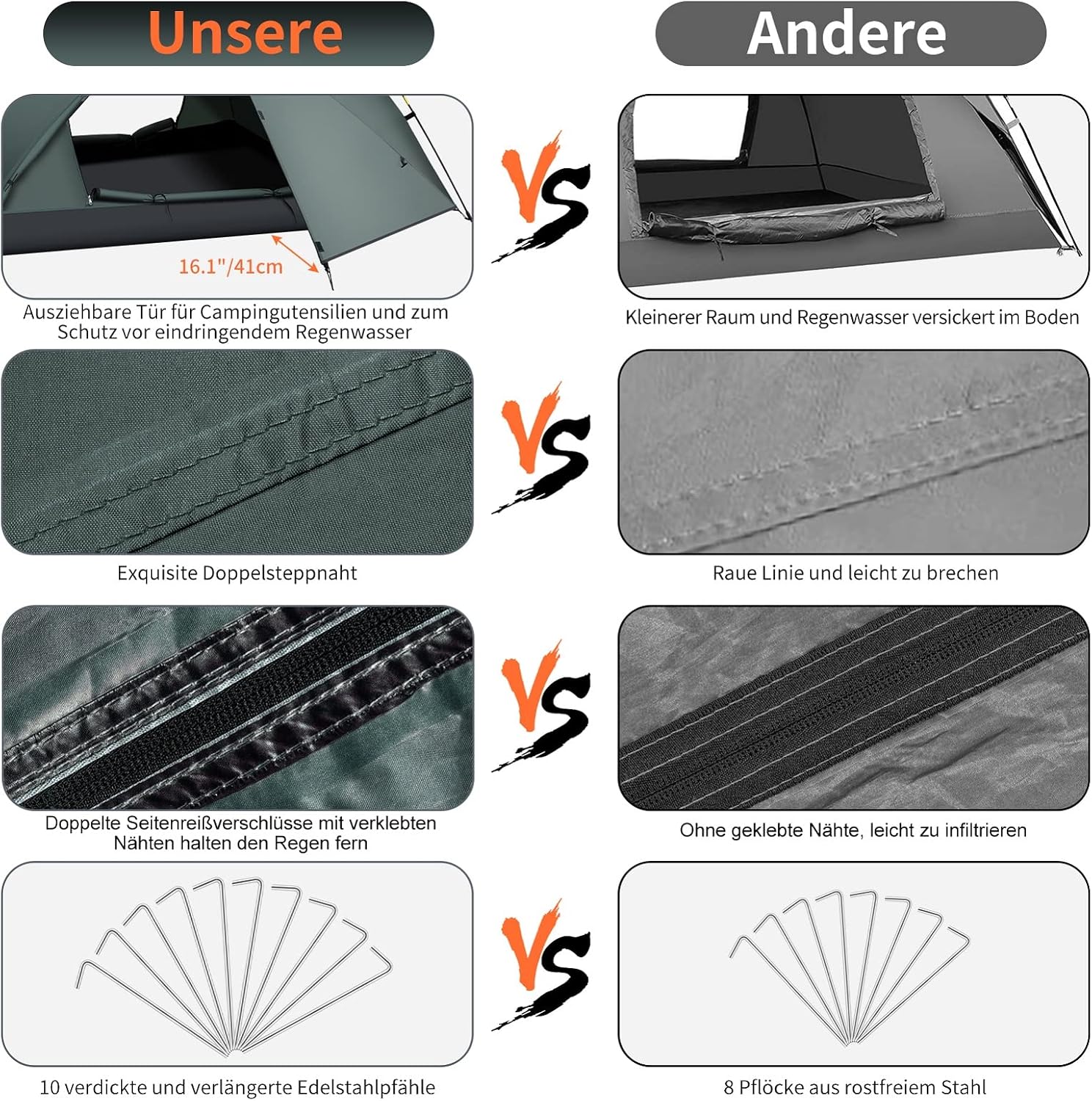 Detalle 1 de 3-Personen Campingzelt Instant Pop Up 4,24 kg
