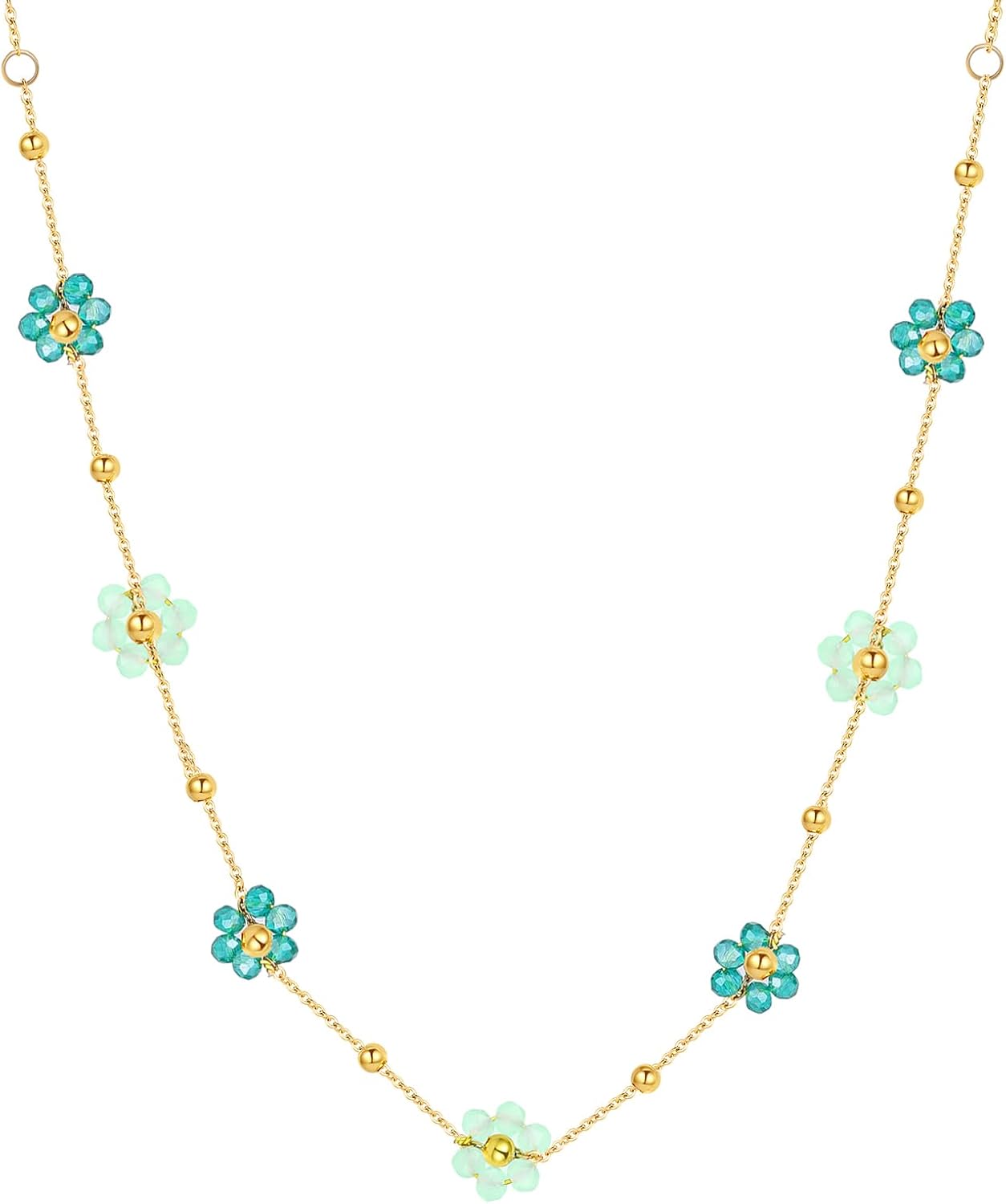 Detalle de VceTd Floral Choker Necklace, 304 Stainless Steel