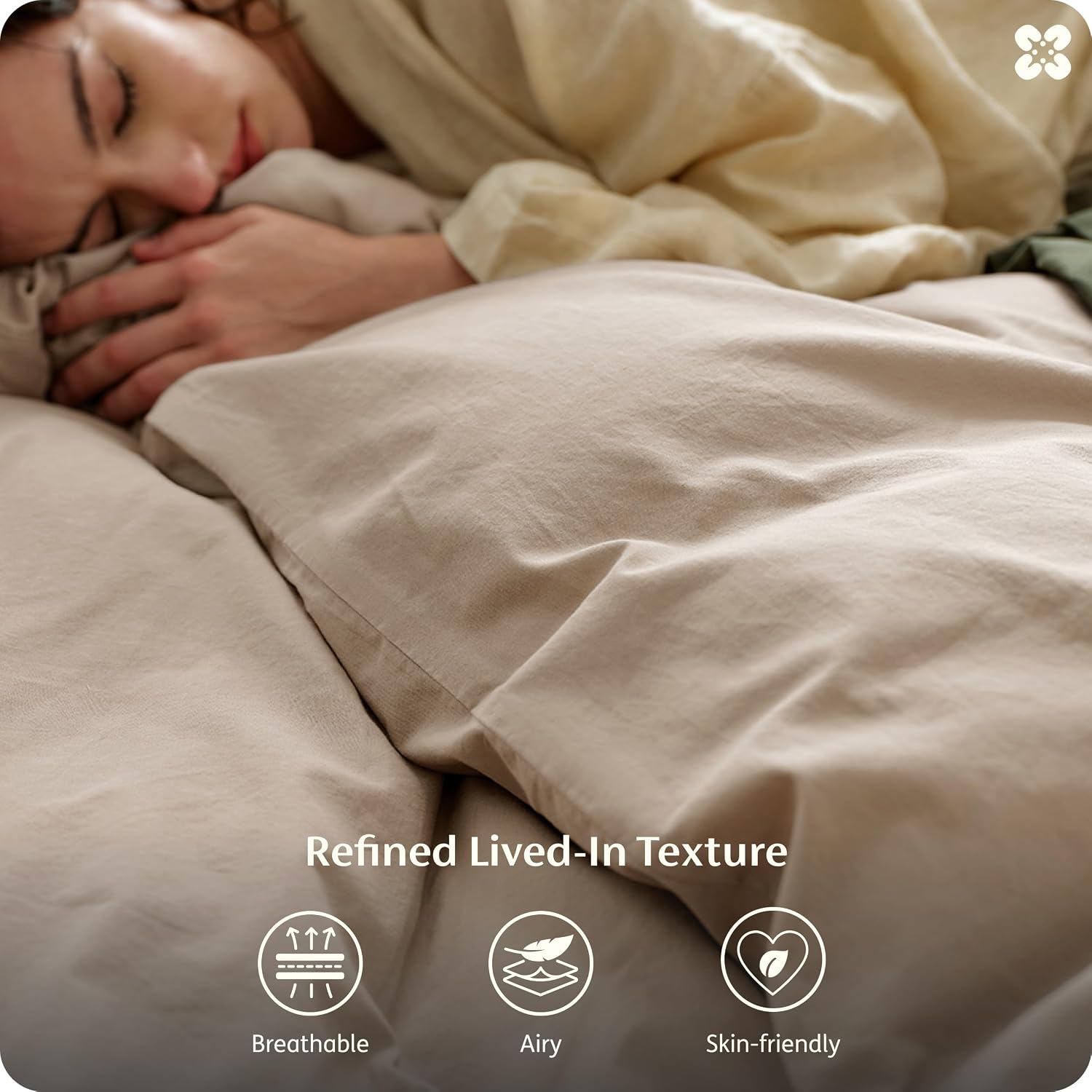 Thumbnail 4 de Bedsure Duvet Cover Set-Washed Cotton-Zip, 100% Cotton, Zipper Closure