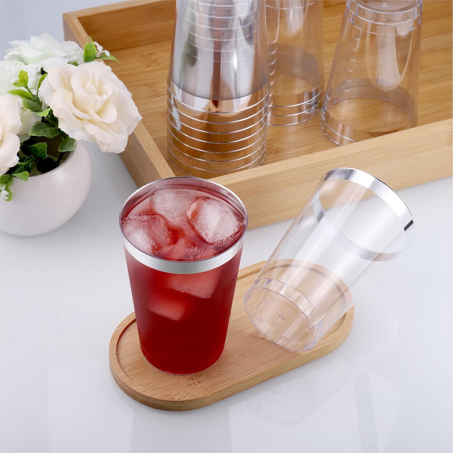 Detalle de Hejo ysb-360 plastglas med silverkant, 360 ml, 60-pack