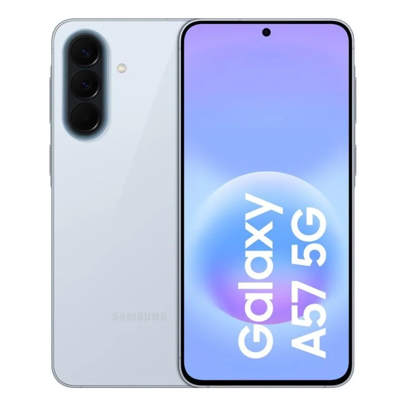Detalle de Samsung Galaxy A57 5G 8GB/128GB azul claro: gran pantalla, IA y resistencia al agua