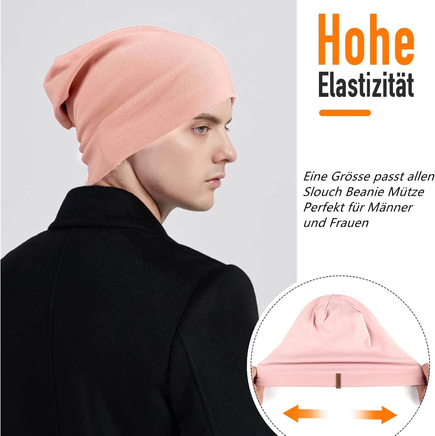 Detalle de Slouch Beanie Mütze aus Baumwolle 29 cm