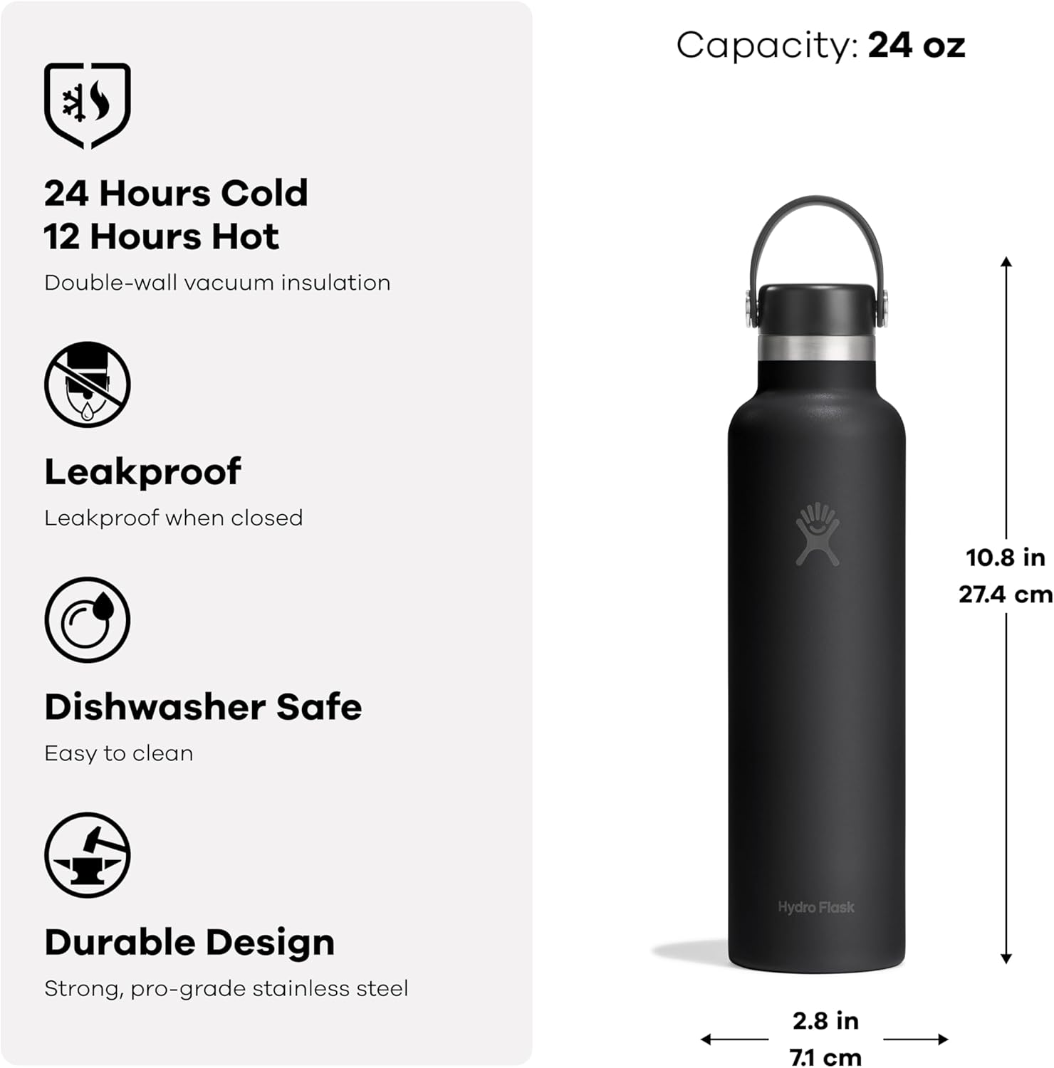 Detalle de Hydro Flask Water Bottle - 24 Oz Harbor Blue with Leakproof Cap