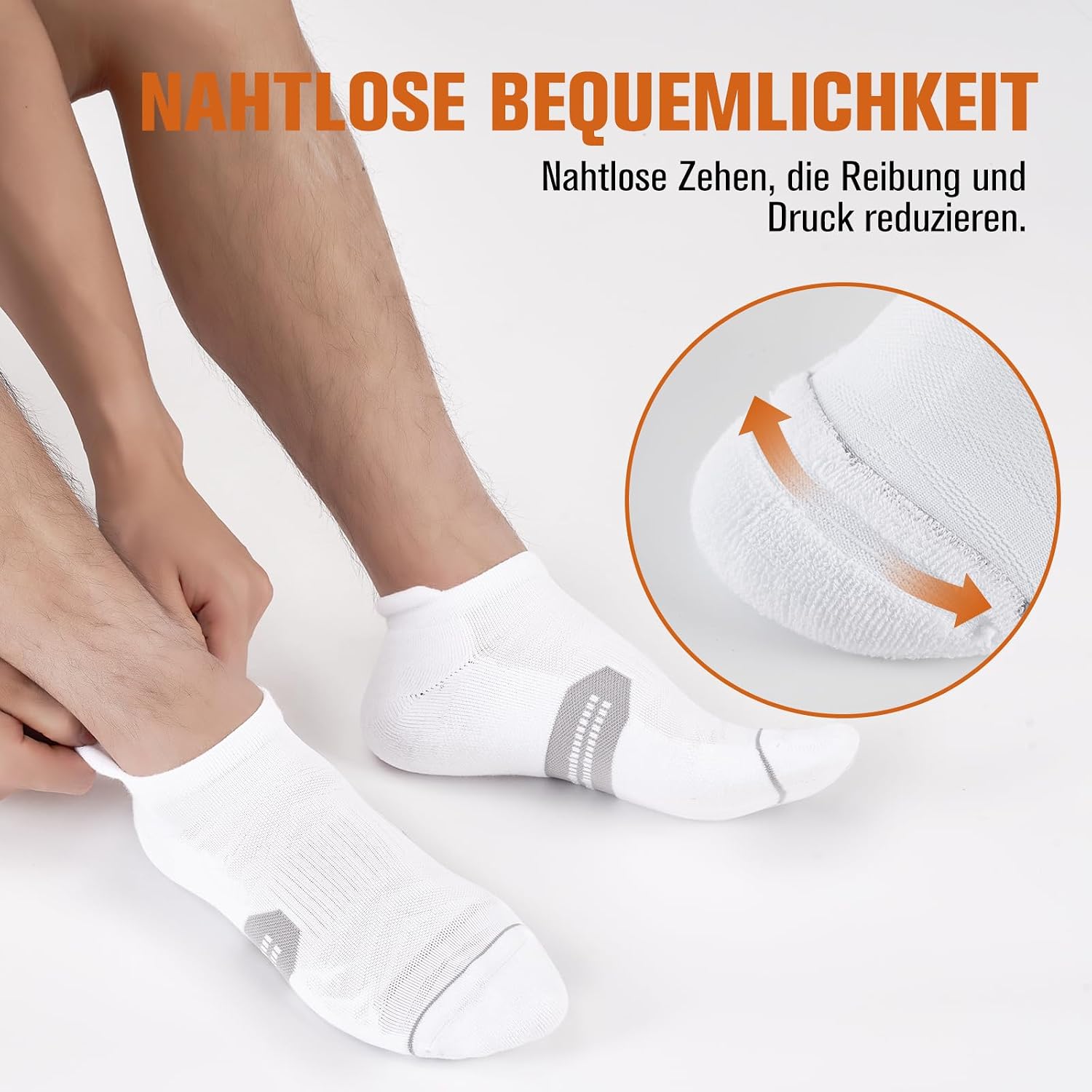 Detalle 2 de Niorasen sneakersockor i bomull, korta och andningsbara med fodrad häl, 6 par