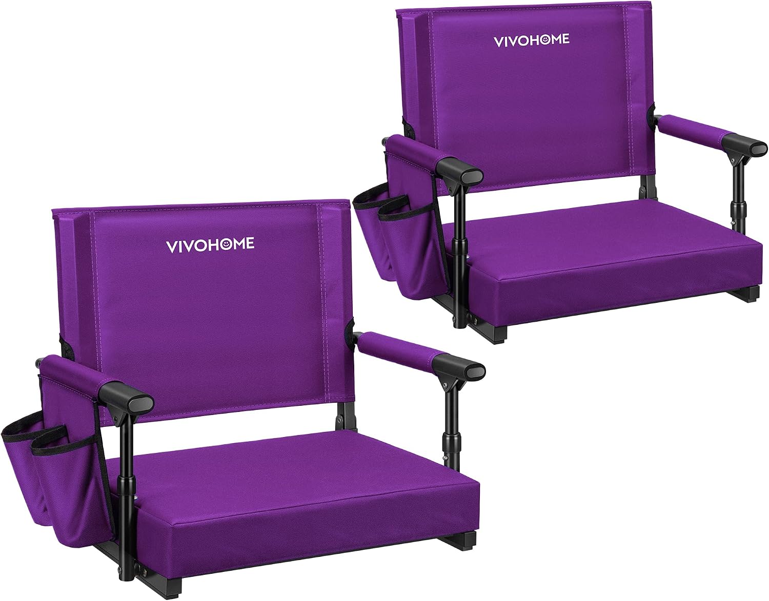 Detalle de VIVOHOME VH1430-PU Stadium Seats with Back Support, Foldable, Purple, 2-Pack