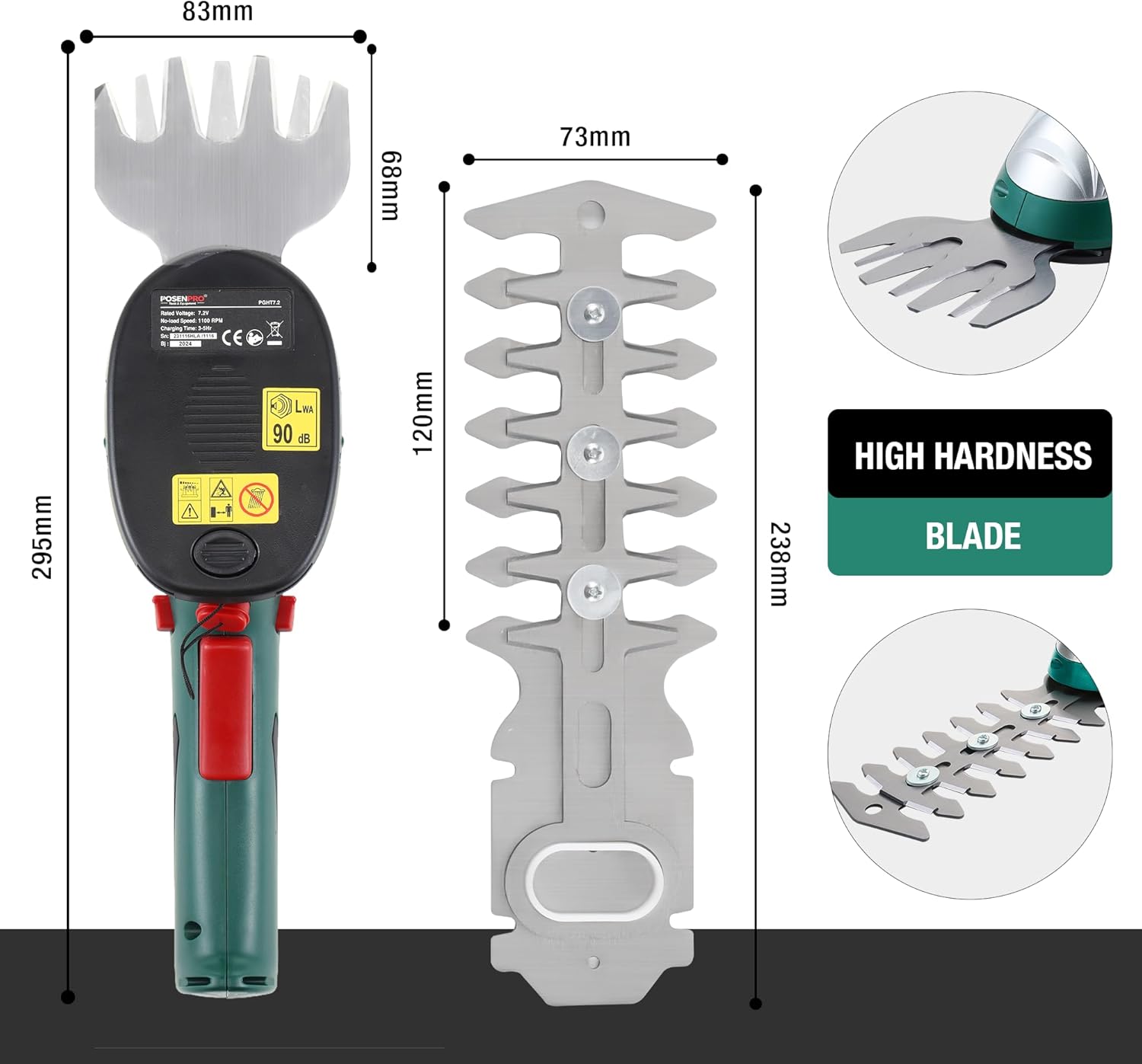 Thumbnail 2 de POSENPRO 7.2V 2-in-1 Cordless Hedge Trimmers & Grass Shear (rechargeable lithium-ion)
