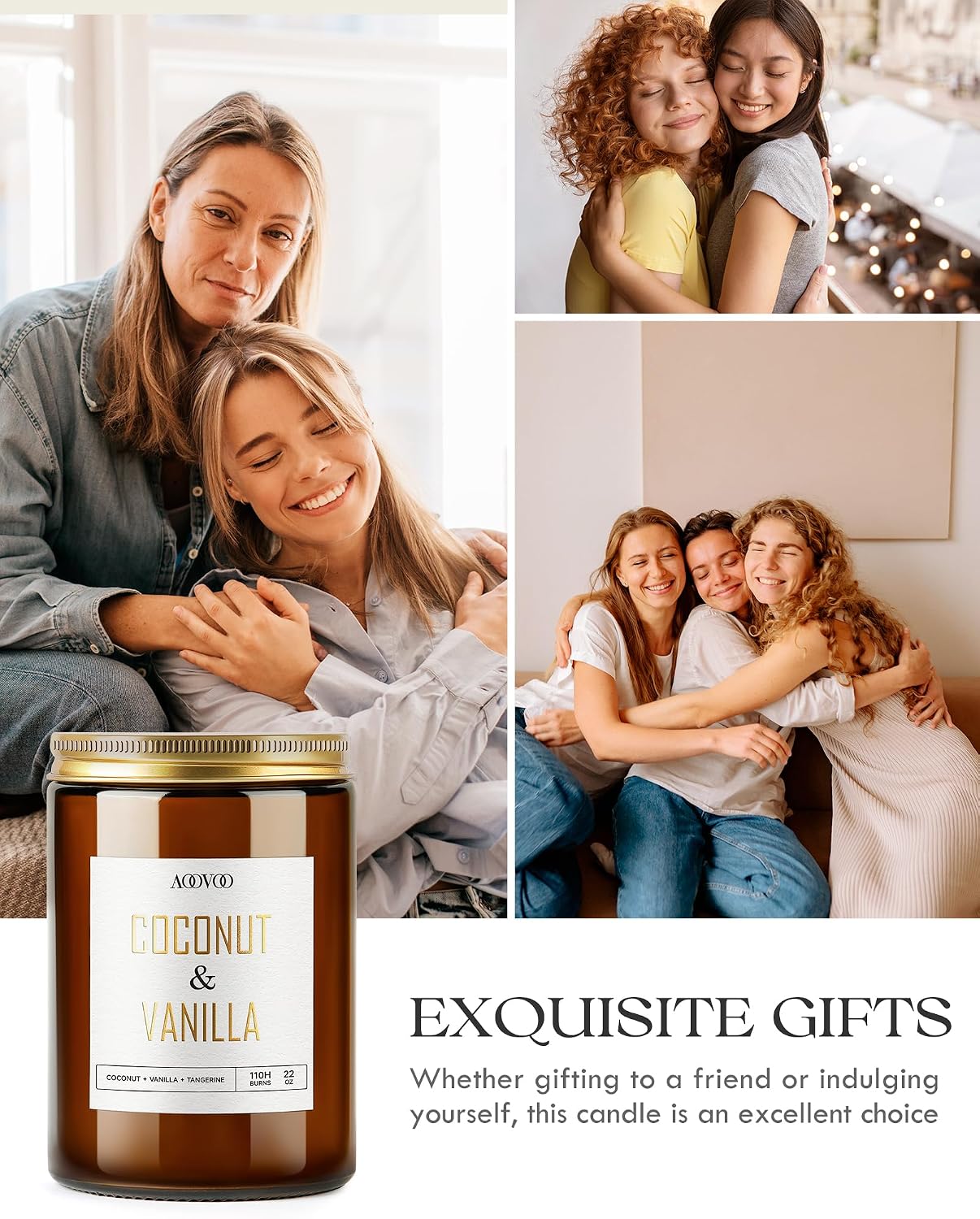 Thumbnail 6 de AOOVOO Vanilla Coconut Candle - 22oz Large Soy Aromatherapy Candle