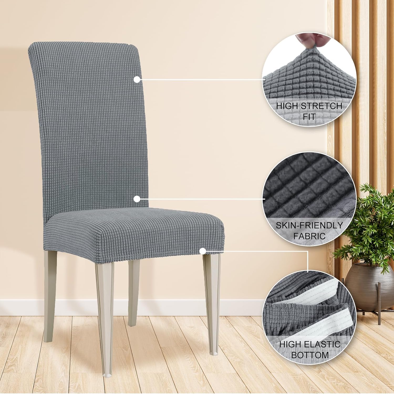 Detalle 2 de Ystyle Housse de chaise 6 pièces grise