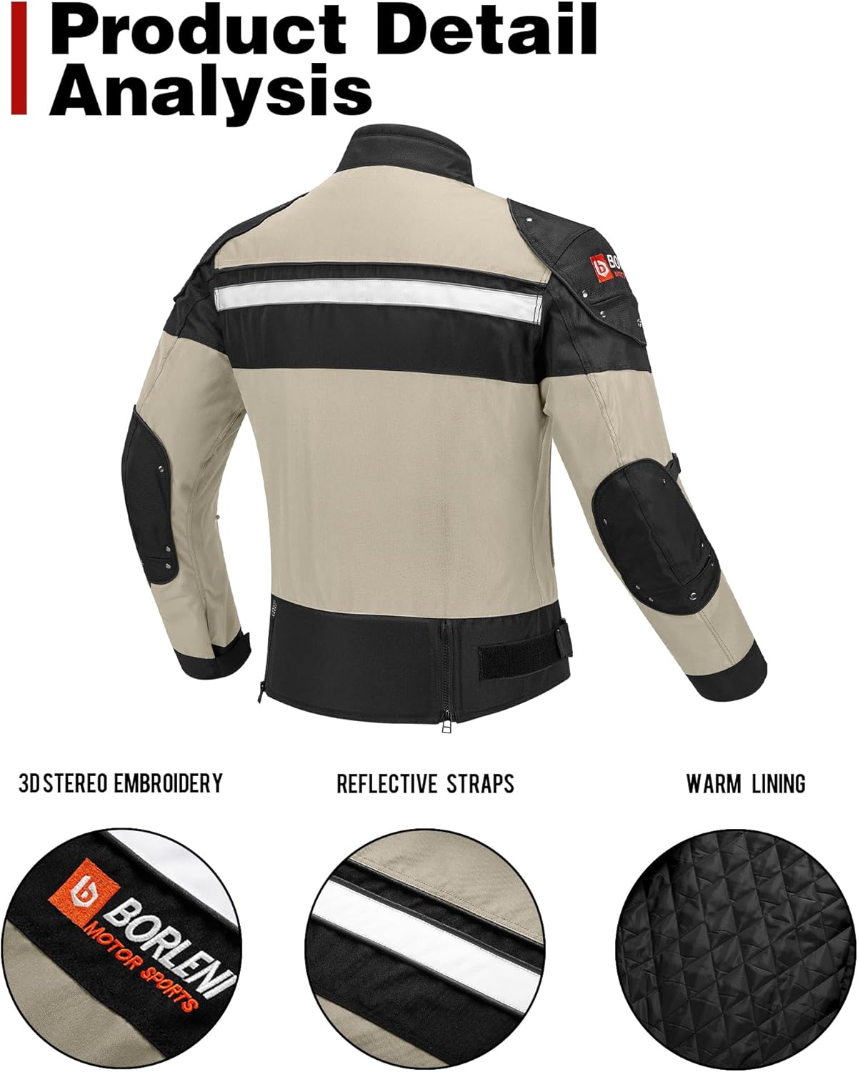 Thumbnail 3 de Veste de moto BORLENI coupe-vent marron, taille M ⚙