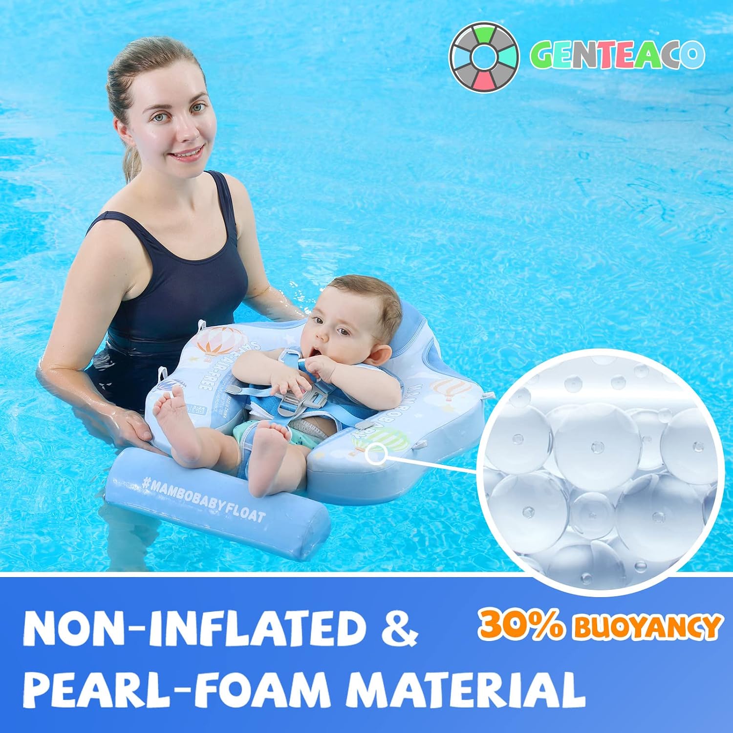 Thumbnail 1 de GENTEACO Mambobaby baby swim float with canopy (non-inflatable) for 3–24 months