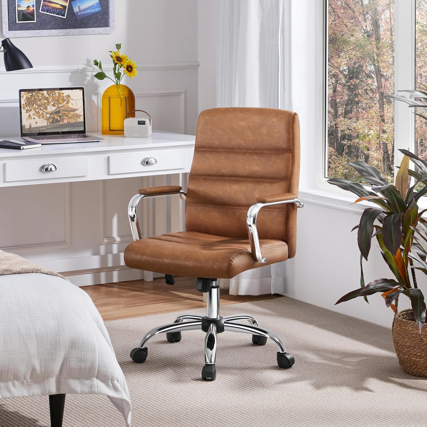 Thumbnail 3 de Yaheetech 593084 Retro Brown Executive Office Chair, Rocking PU Leather